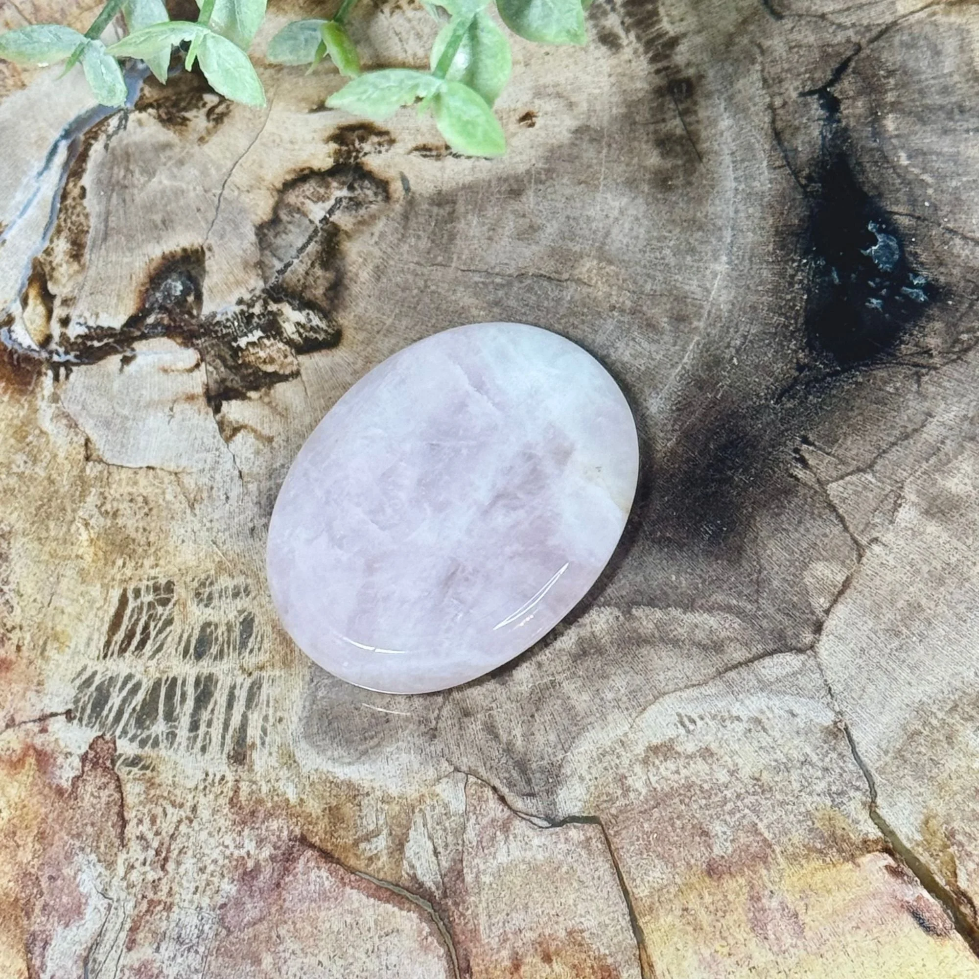 Rose Quartz Worry Stone — Natural Love & Compassion Crystal
