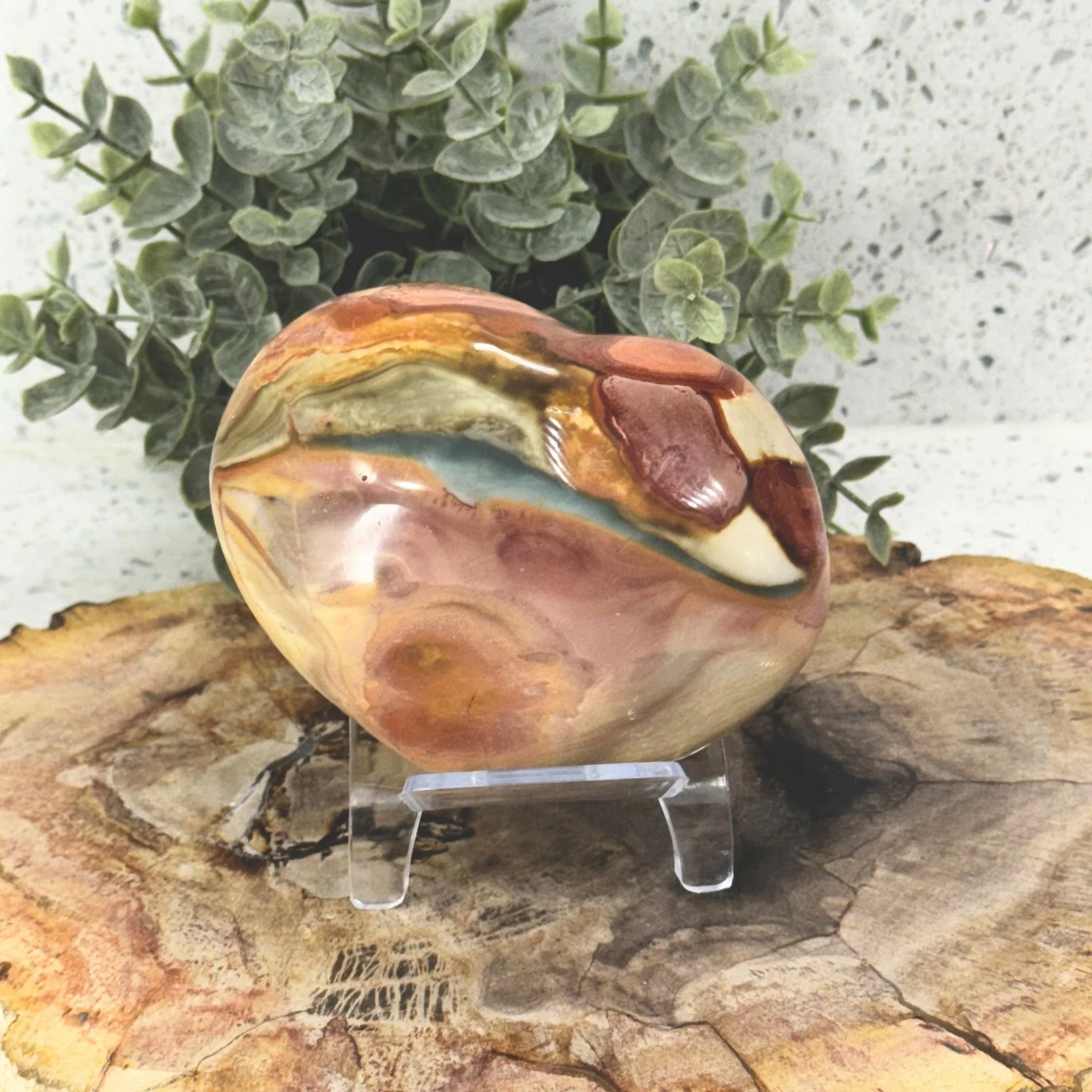 Polychrome Jasper Heart – Large Polished Desert Jasper Crystal