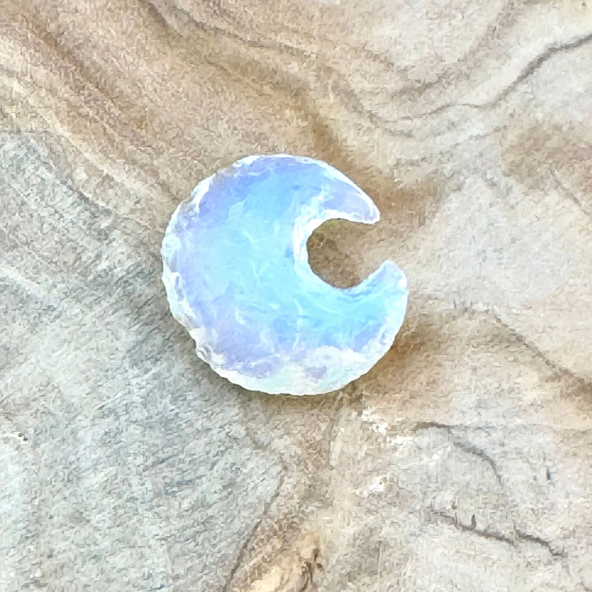 Opalite Arrowhead-Cut Crescent Moon | Intuition, Emotional Balance & Spiritual Growth (One-of-a-Kind)