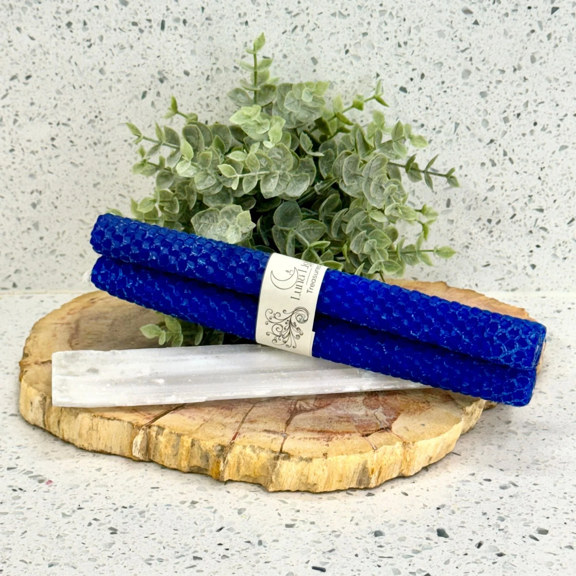 Electric Blue Beeswax Taper Candles: Set of 3