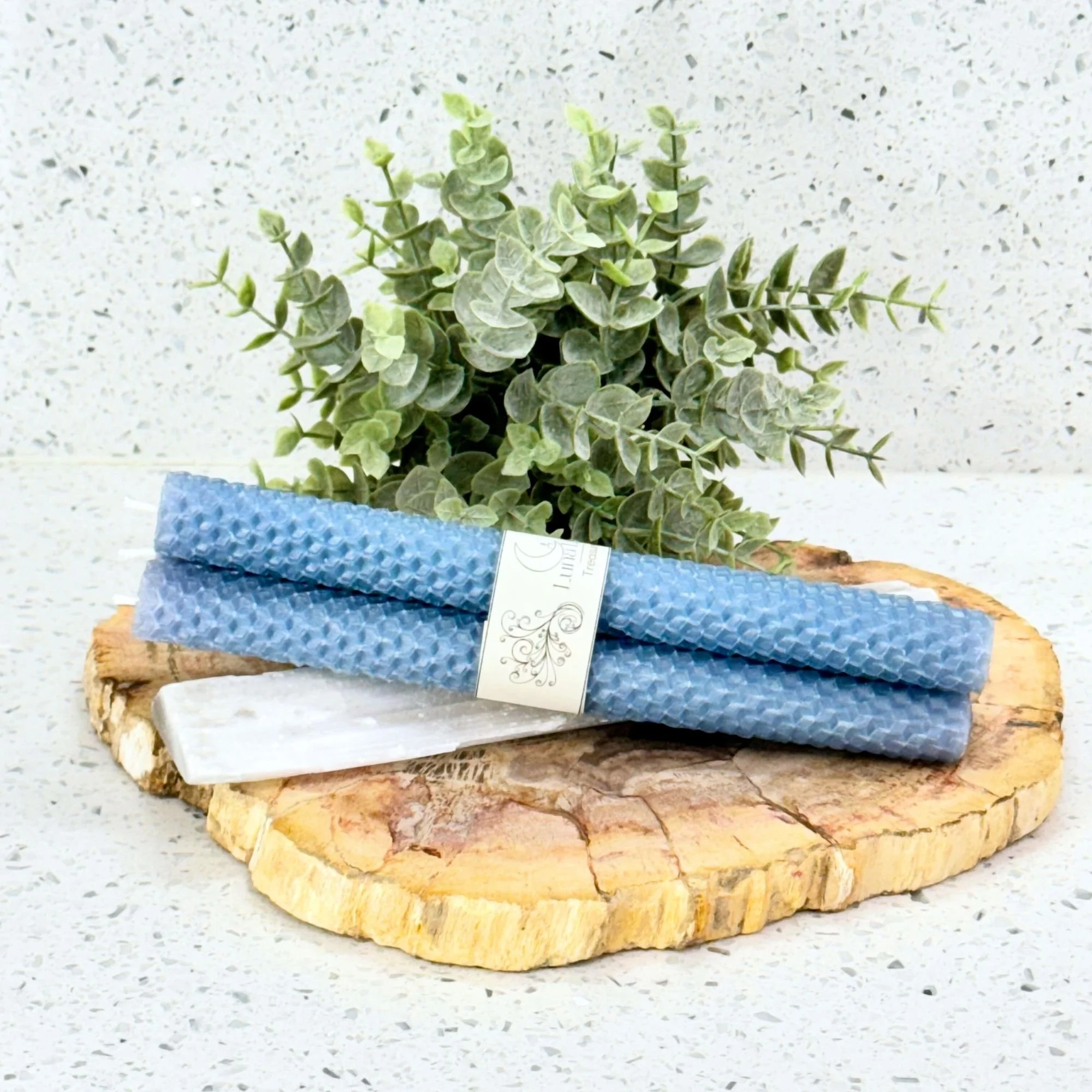 French Blue Beeswax Taper Candles: Set of 3