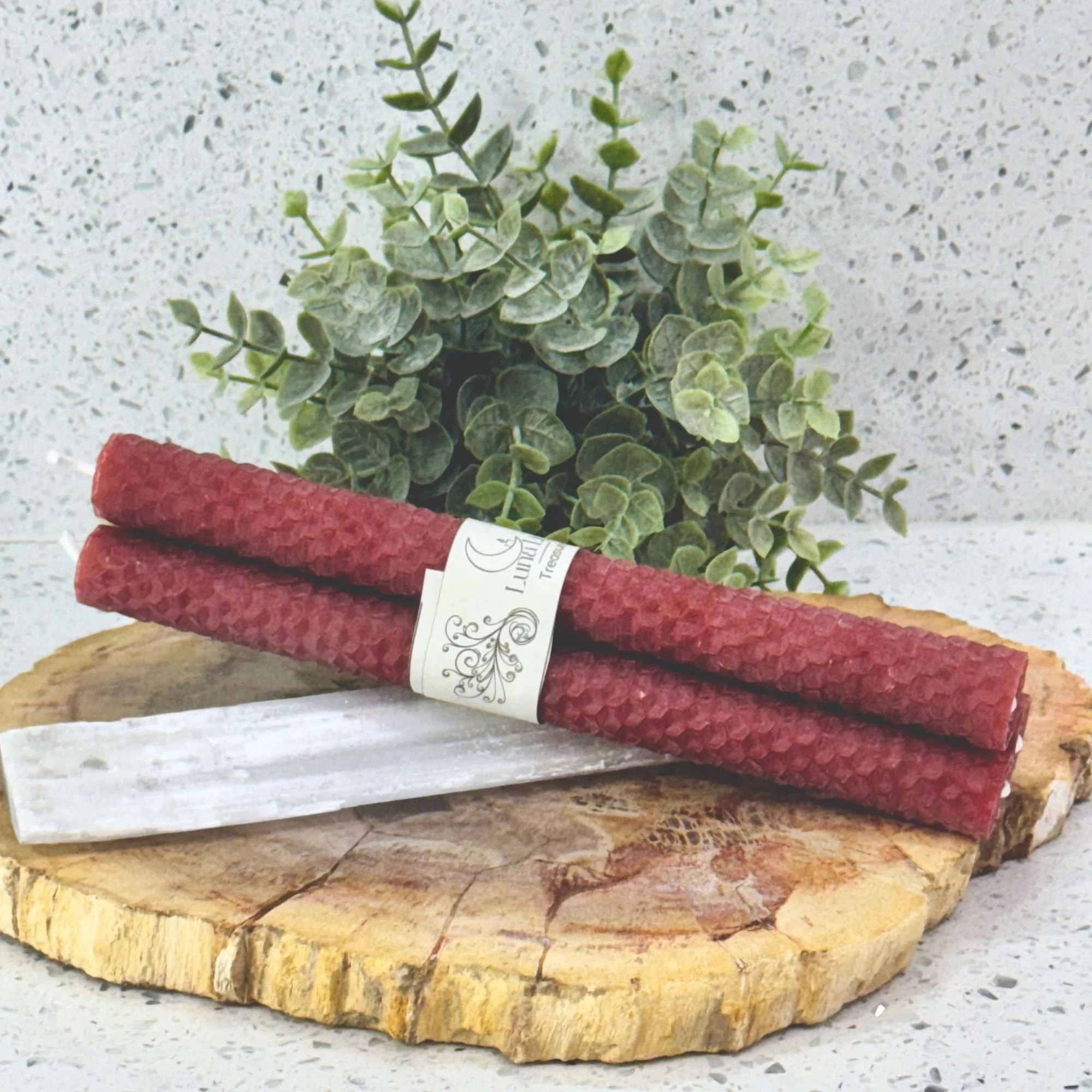 Rust Beeswax Taper Candles: Set of 3