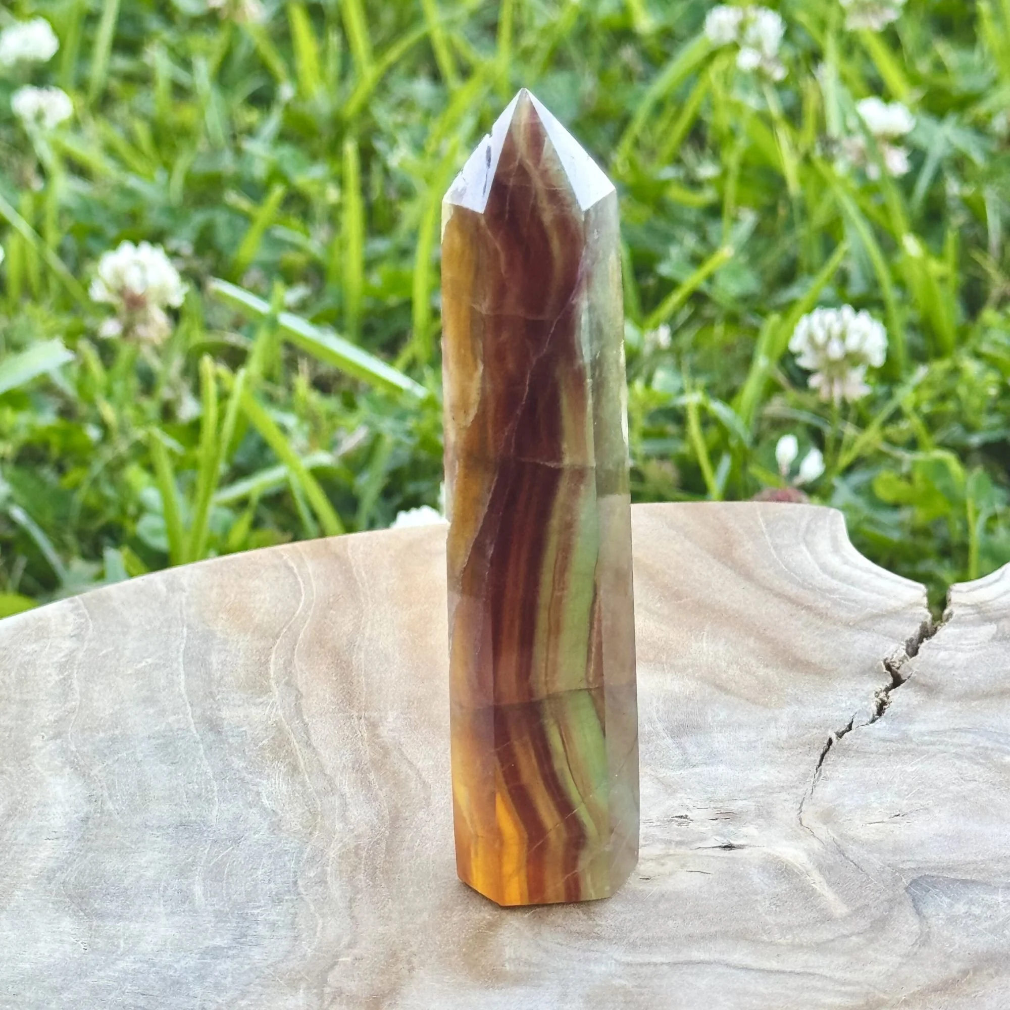 Rainbow Fluorite Generator Tower – Intuition, Focus & Energy Cleansing