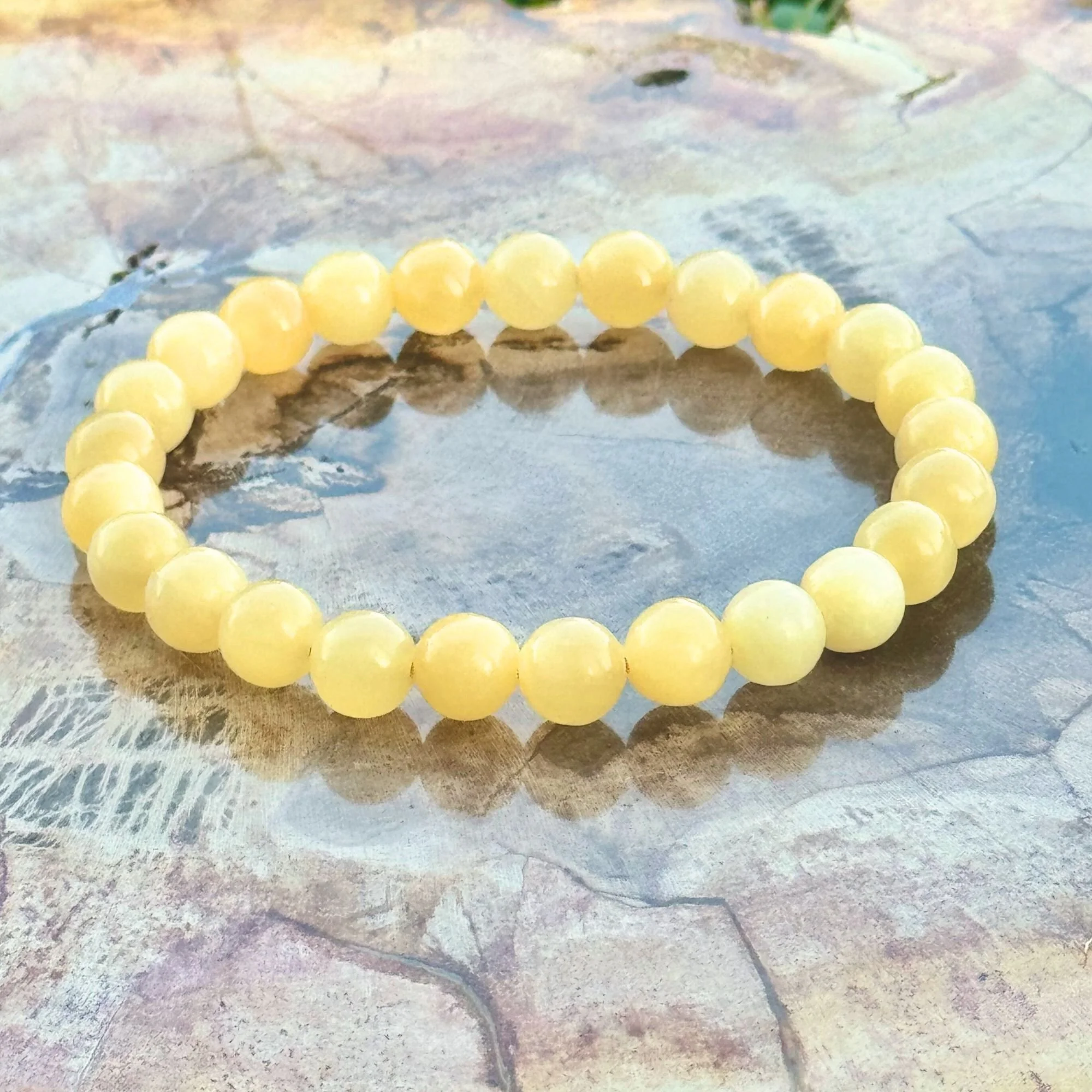 Honey Calcite Crystal Stretch Bracelet – 7mm Natural Gemstone Beads