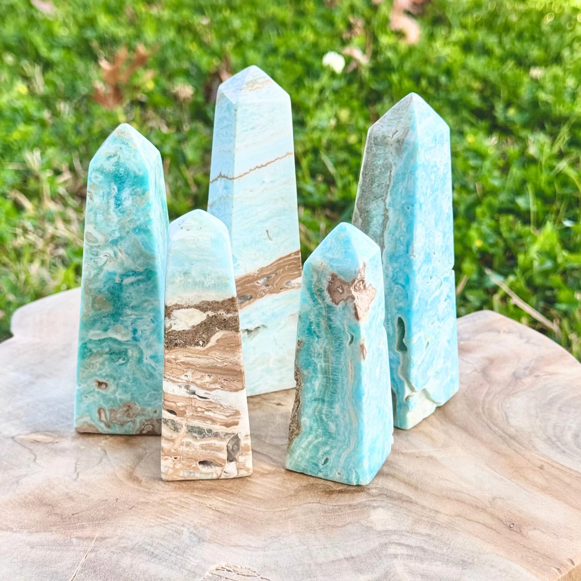 Aqua Caribbean Calcite with Aragonite Obelisk Towers | Calm & Emotional Healing Crystal