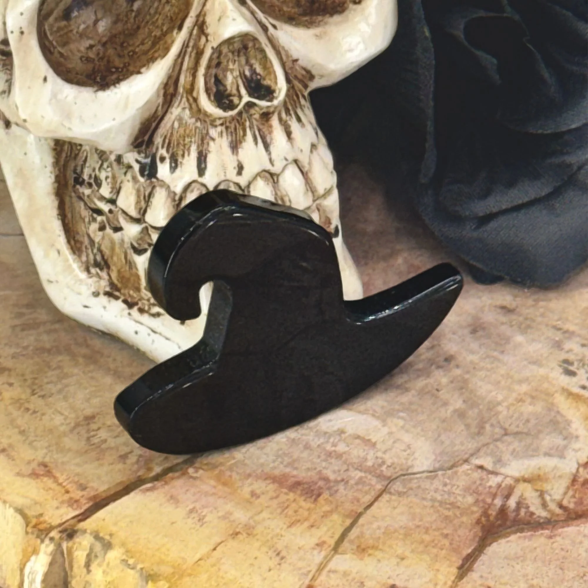 Black Obsidian Witch Hat – Crystal Pocket Stone Carving