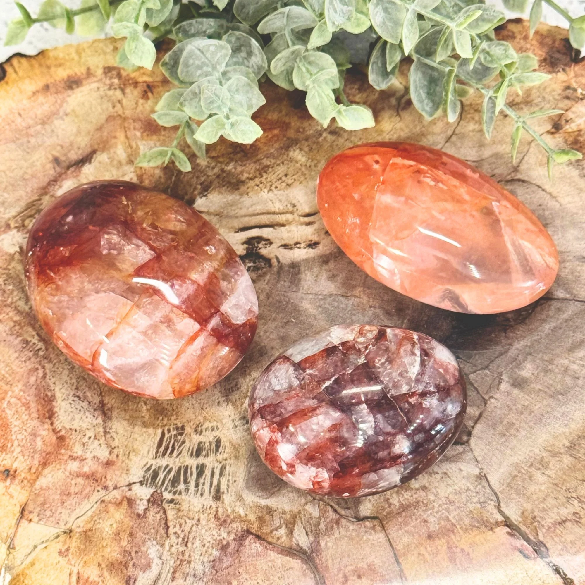 Red Hematoid Quartz Palm Stones | Fire Quartz Crystal | Grounding & Focus