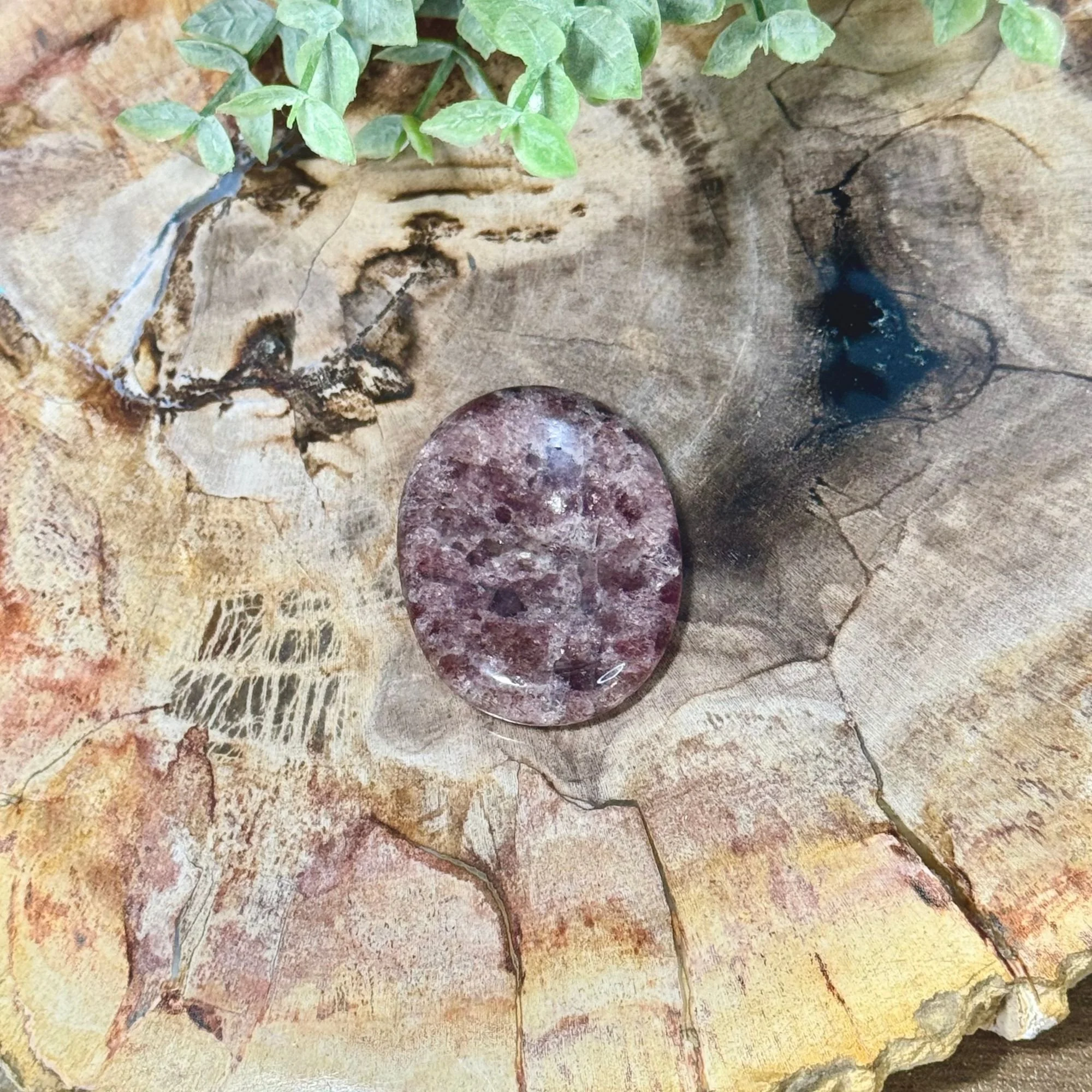 Strawberry Quartz Worry Stone — Natural Love & Joy Crystal