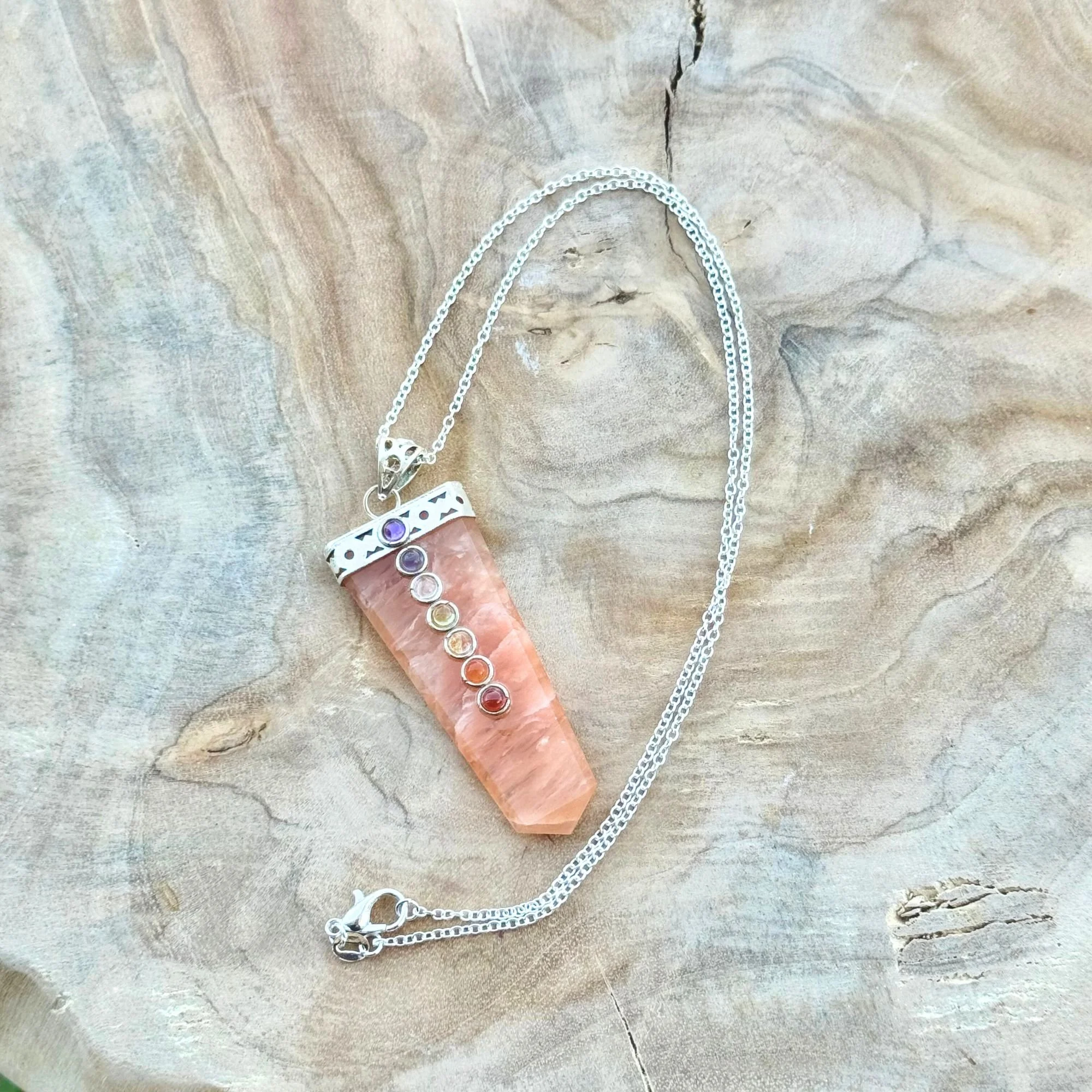 Orange Aventurine Chakra Flat Point Pendant – Optional 18" Stainless Steel Chain