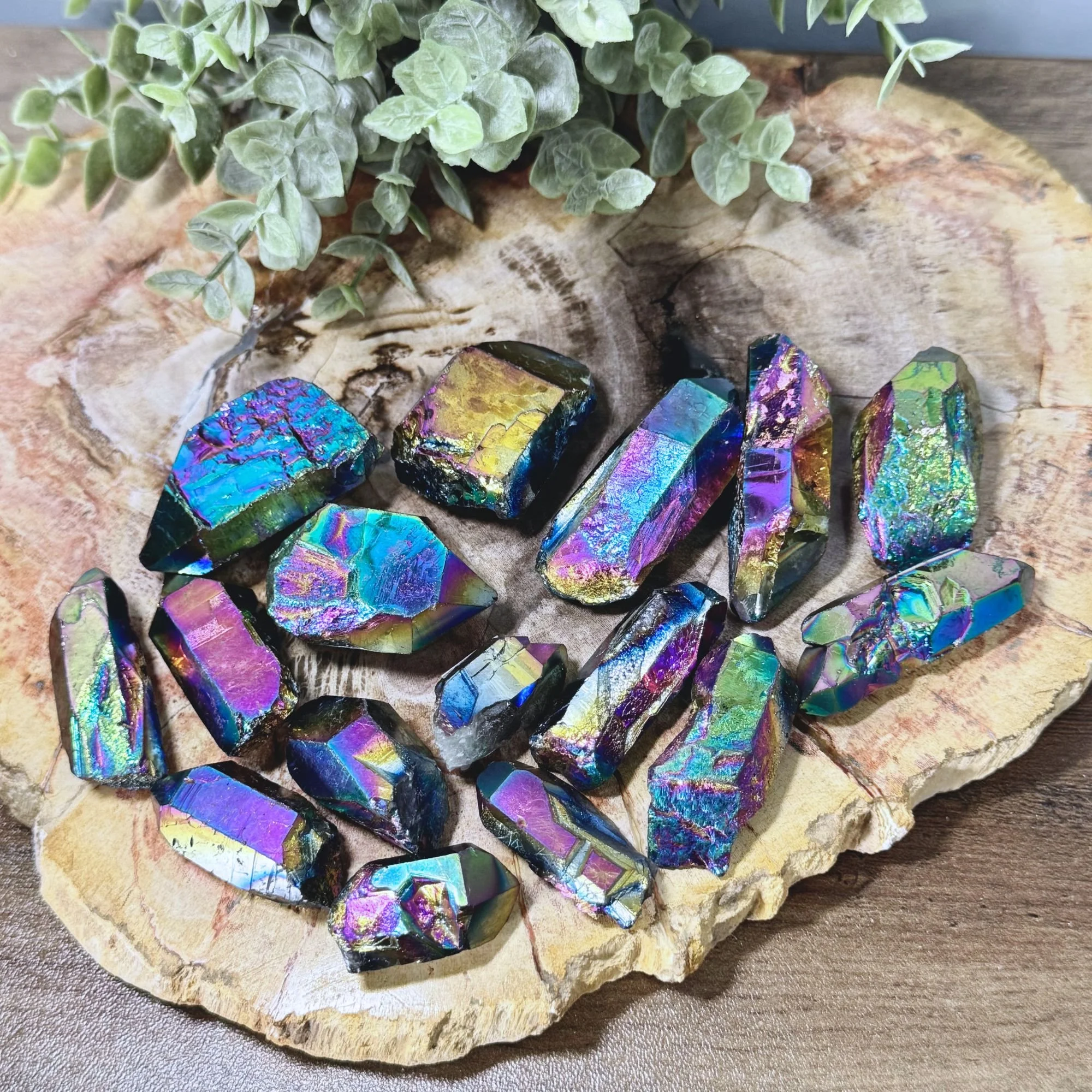 Titanium Aura Quartz Points | Rainbow Aura Crystal Point | High Vibration Energy