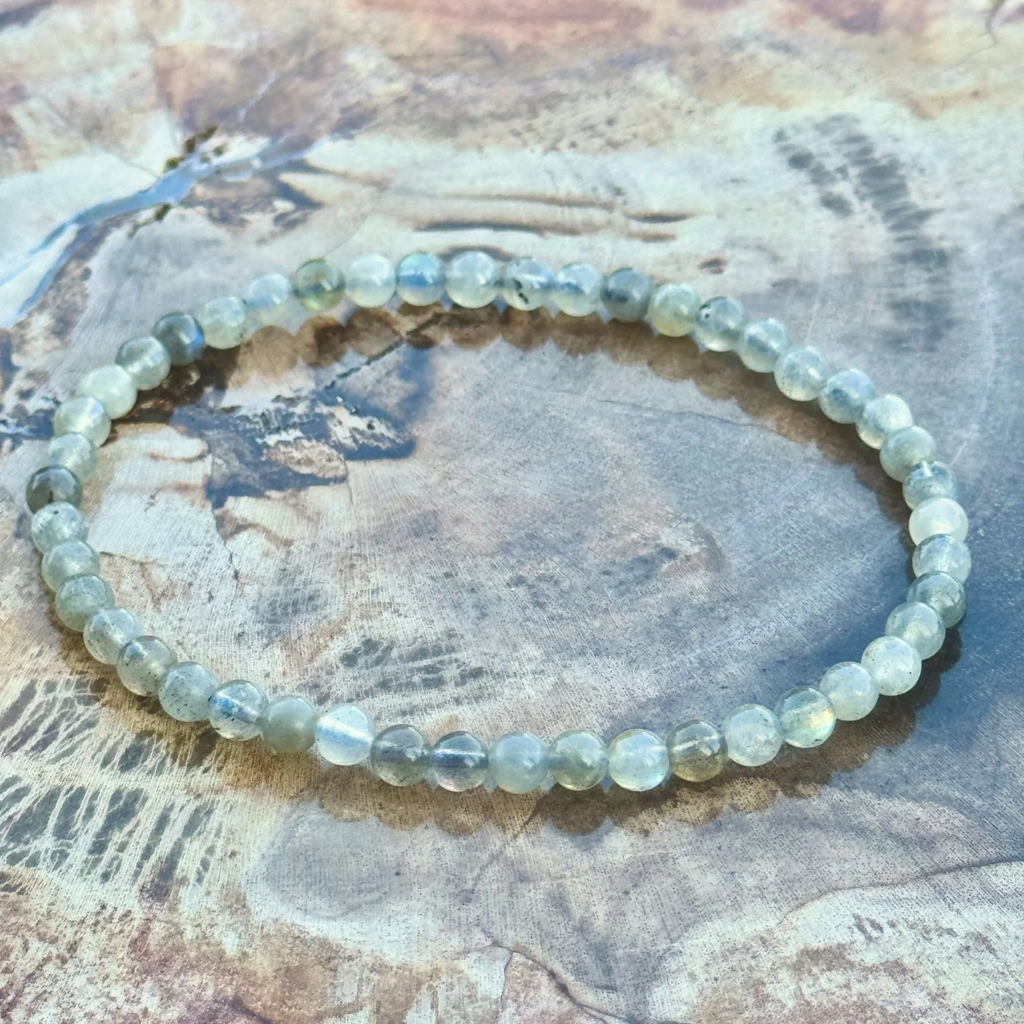 Labradorite Gemstone Stretch Bracelet – 4mm Natural Crystal Beads