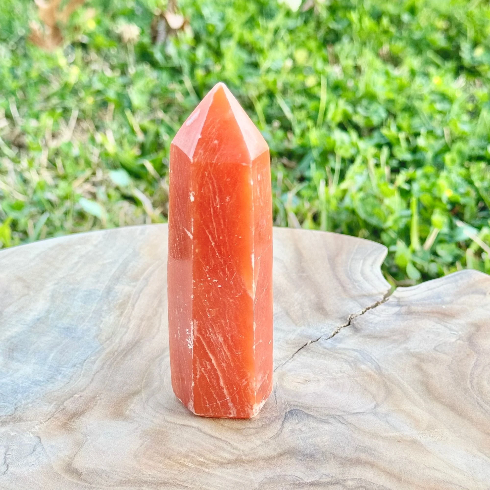 Dark Orange Red Calcite Generator Tower – One-of-a-Kind Crystal Point for Energy, Motivation & Healing