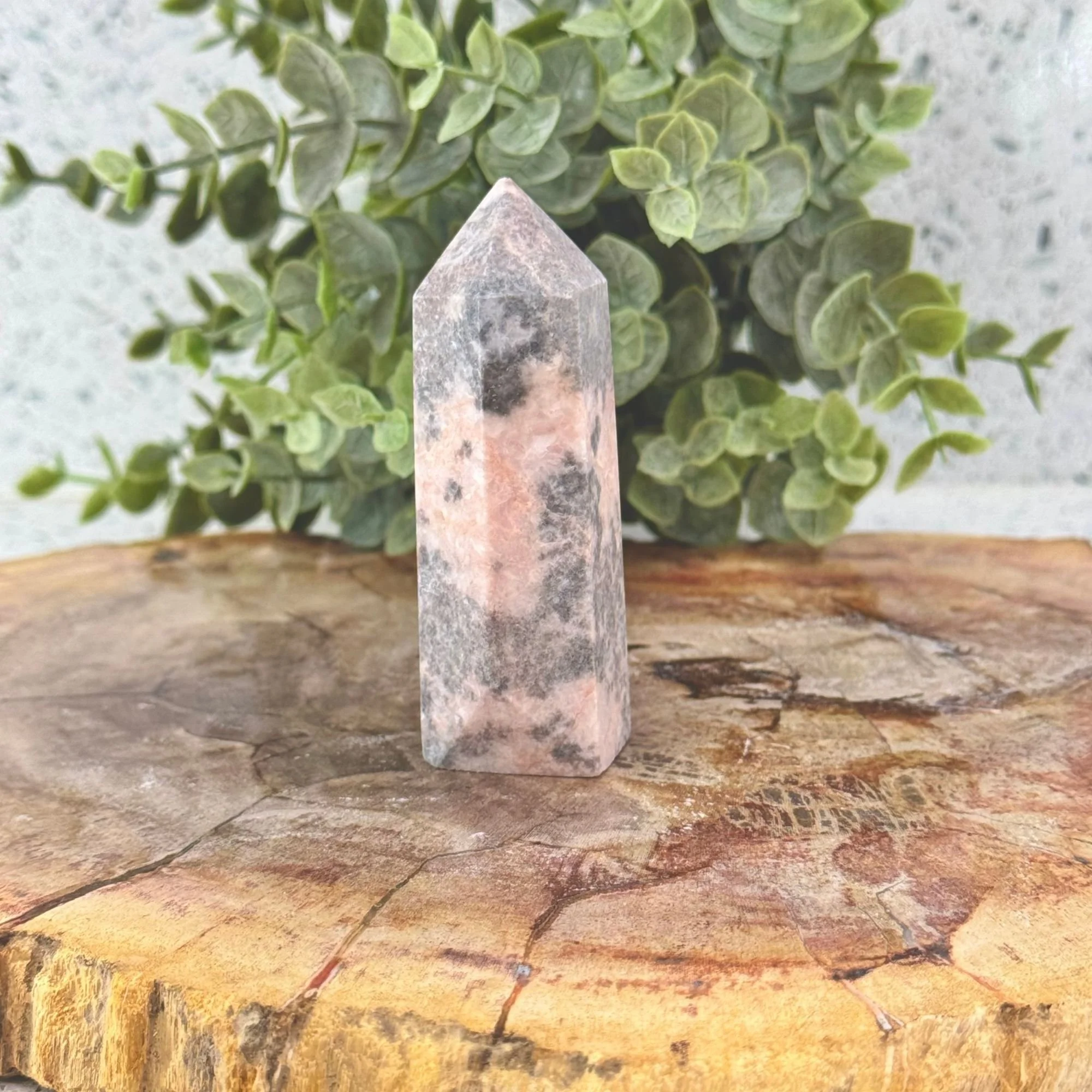 Peruvian Rhodonite Generator Tower – Matte Finish, One-of-a-Kind Crystal Point for Emotional Healing & Balance