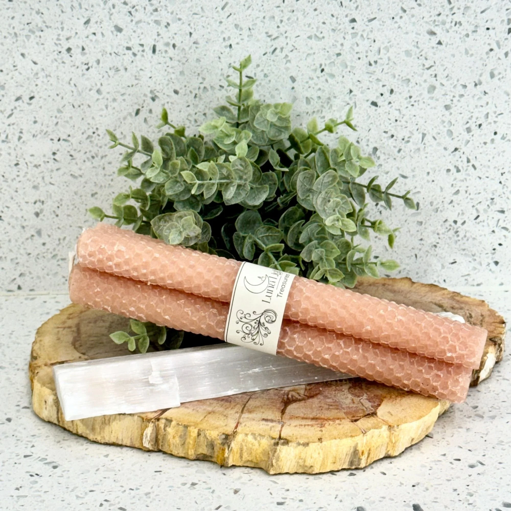 Peach Beeswax Taper Candles: Set of 3