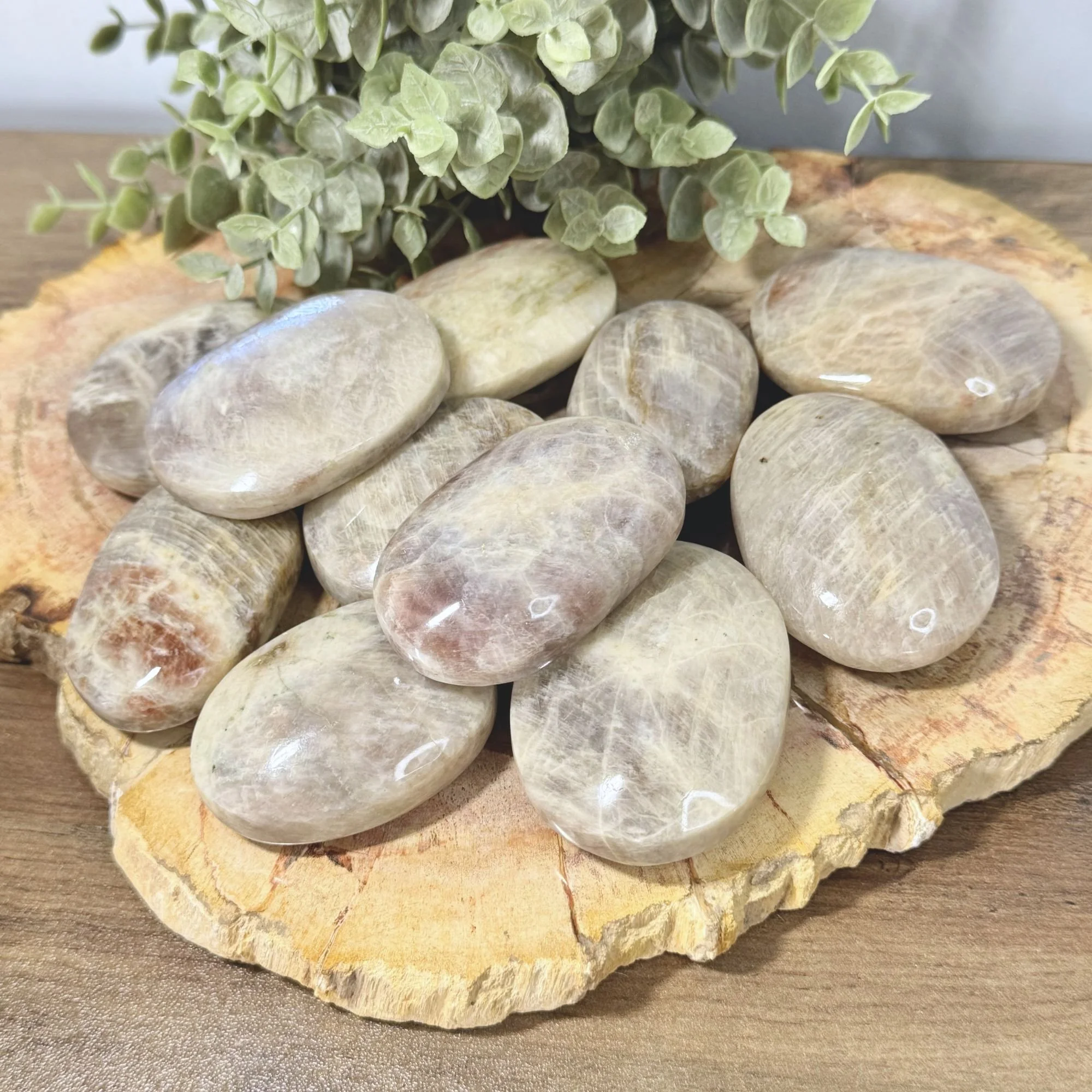 Sunstone Moonstone Palm Stones | Balance, Divine Feminine & Positive Energy Crystal