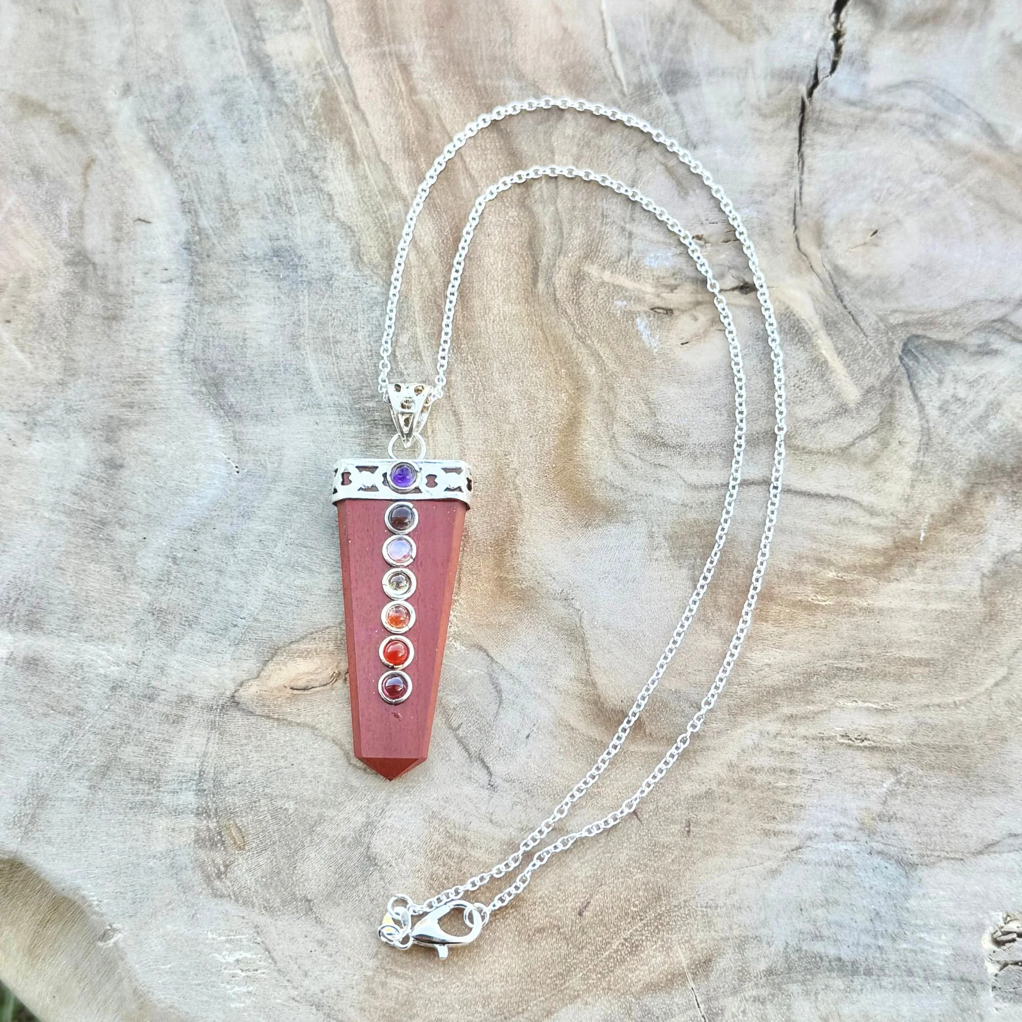 Red Jasper Chakra Flat Point Pendant – Optional 18" Stainless Steel Chain