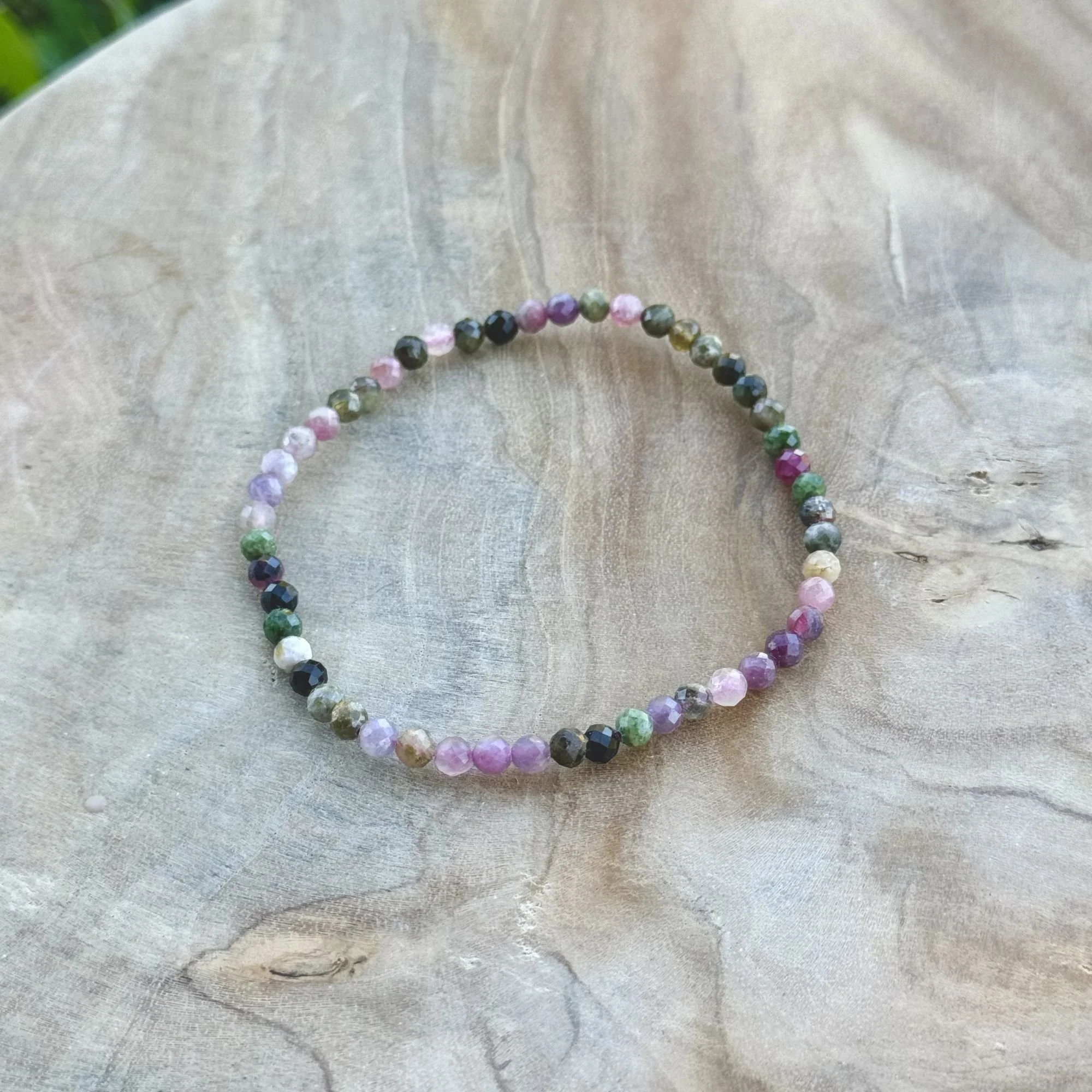 Watermelon Tourmaline Faceted Stretch Bracelet – Heart Healing & Emotional Balance