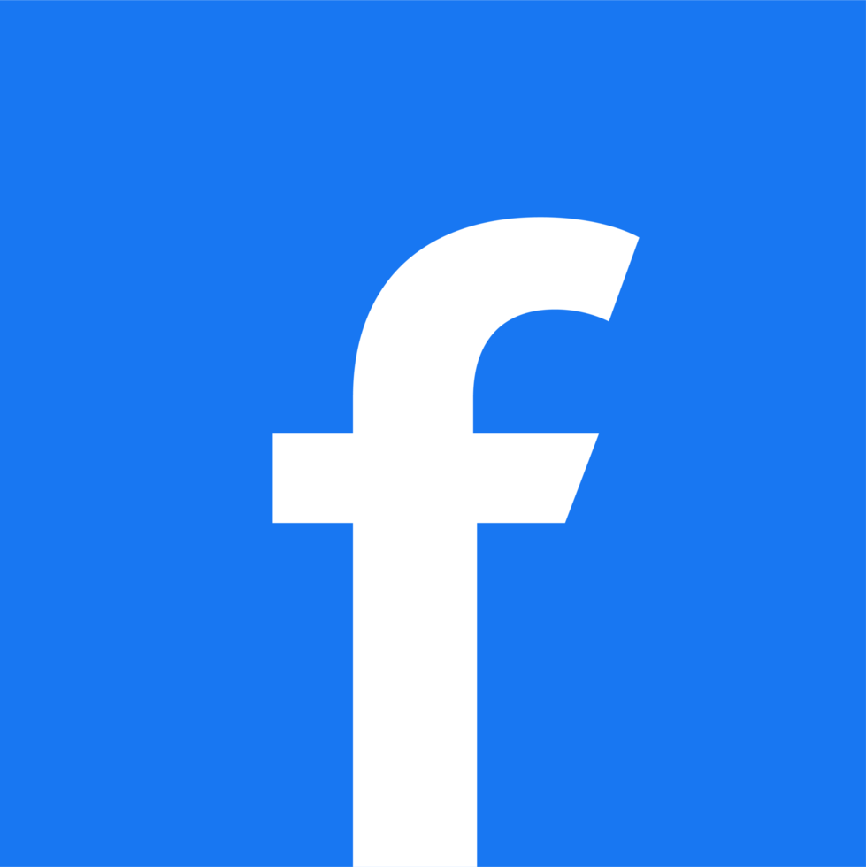 Facebook logo with a blue background and a white lowercase 'f'.