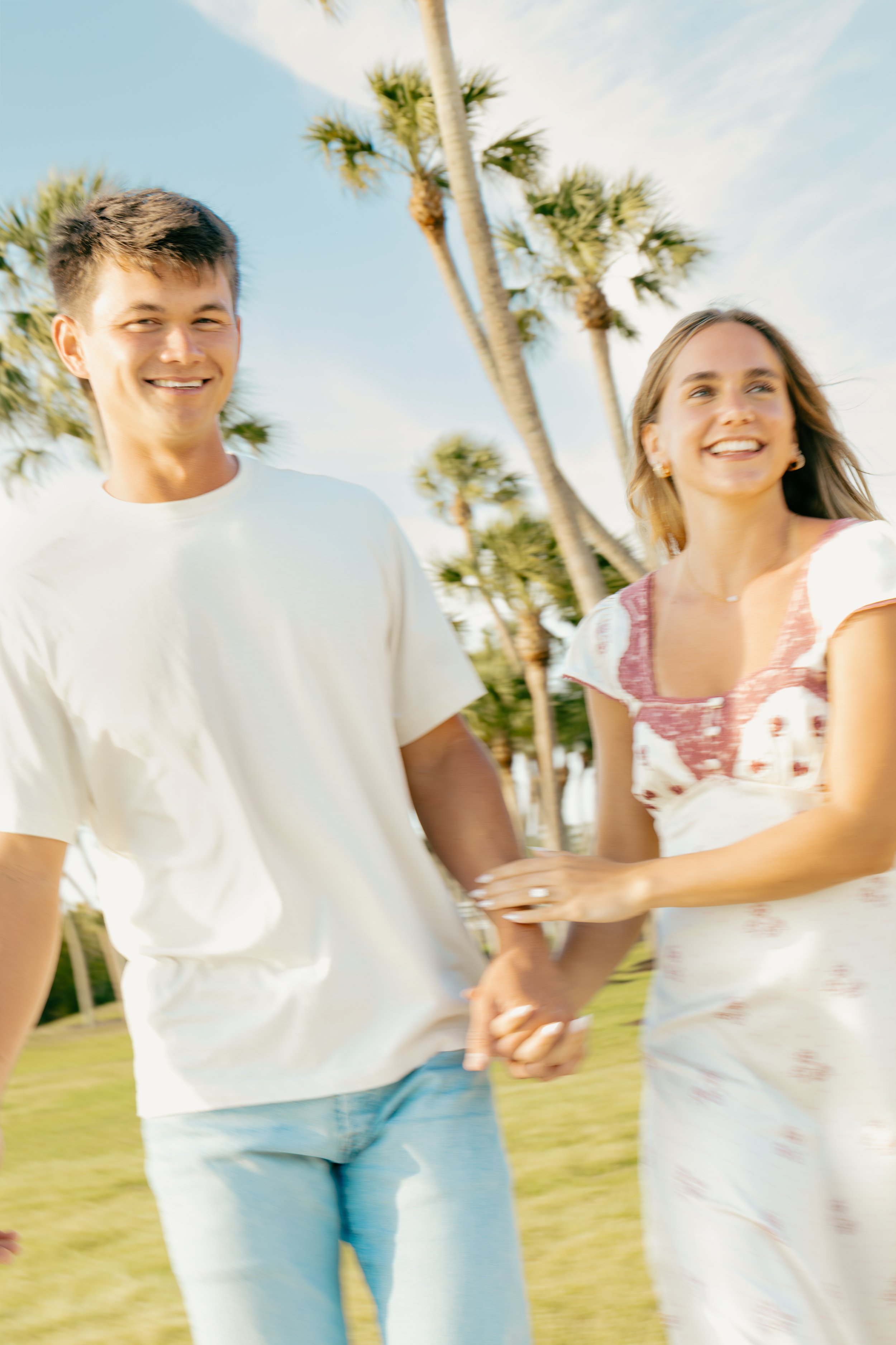 Dreamy and vibrant engagement shoot outside of College Hall, Sarasota, FL.