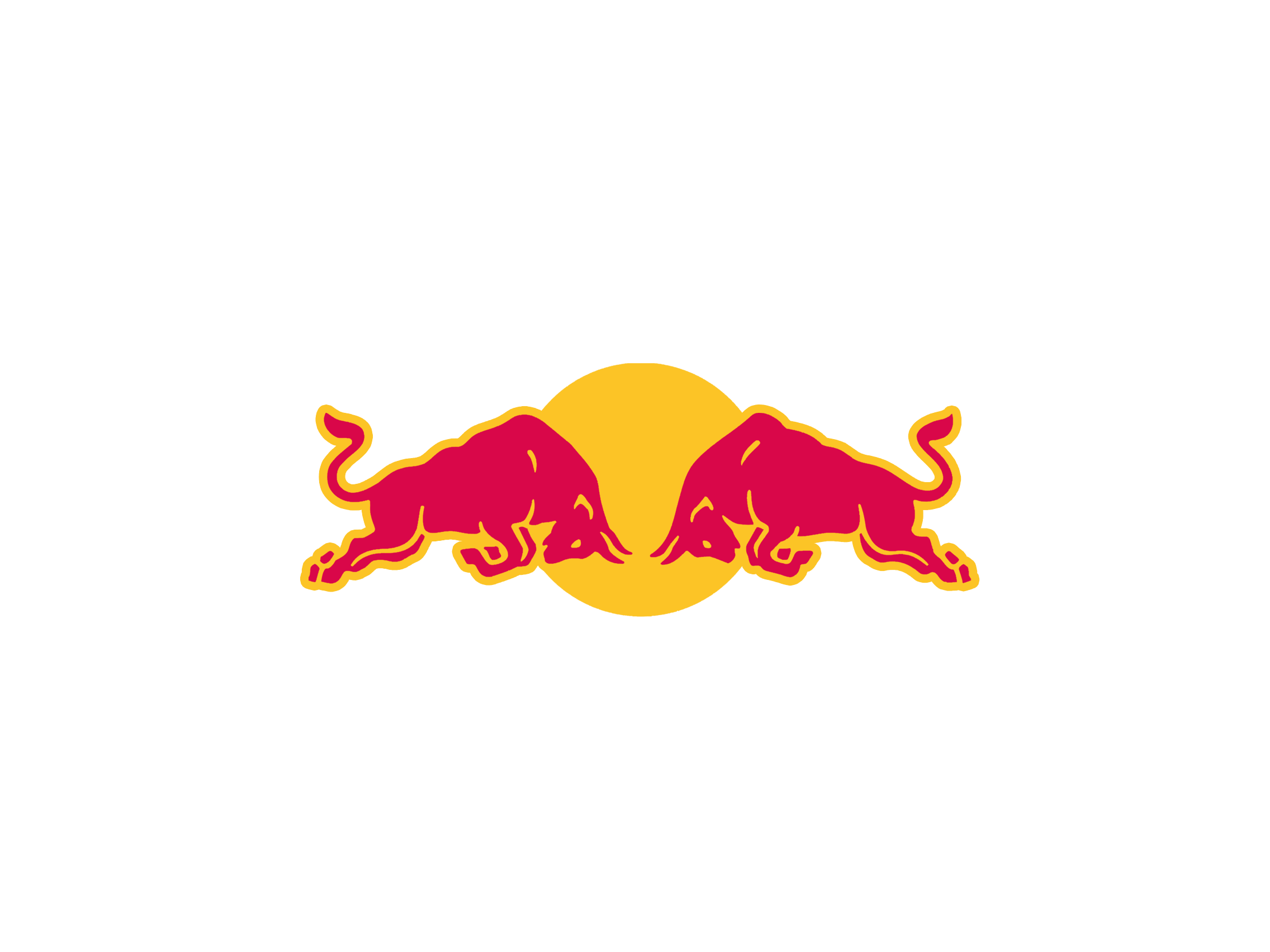 Red Bull logo with two red bulls facing each other over a yellow sun.