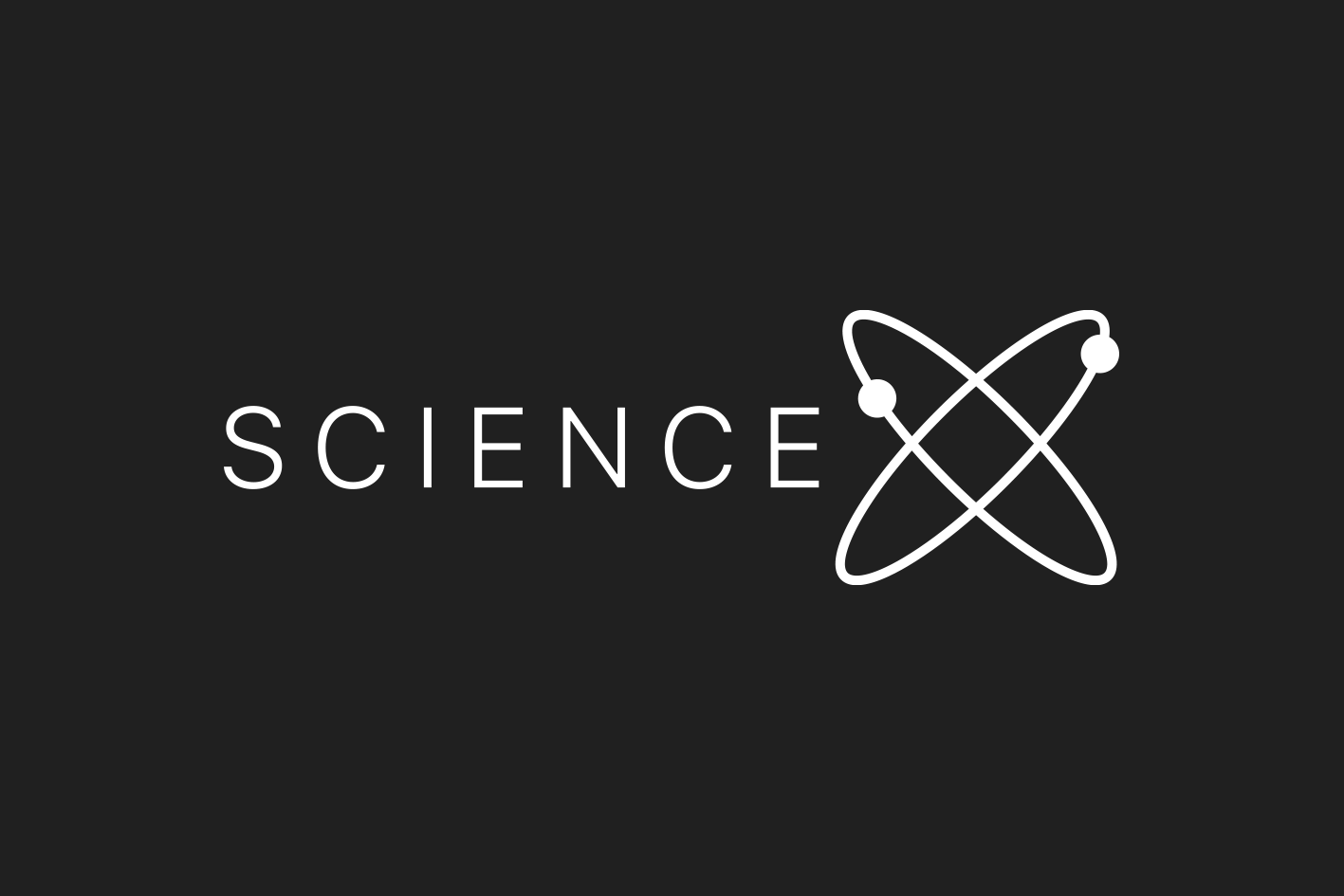 Black background with white text that reads 'SCIENCE' and a white atom symbol to the right of the text.