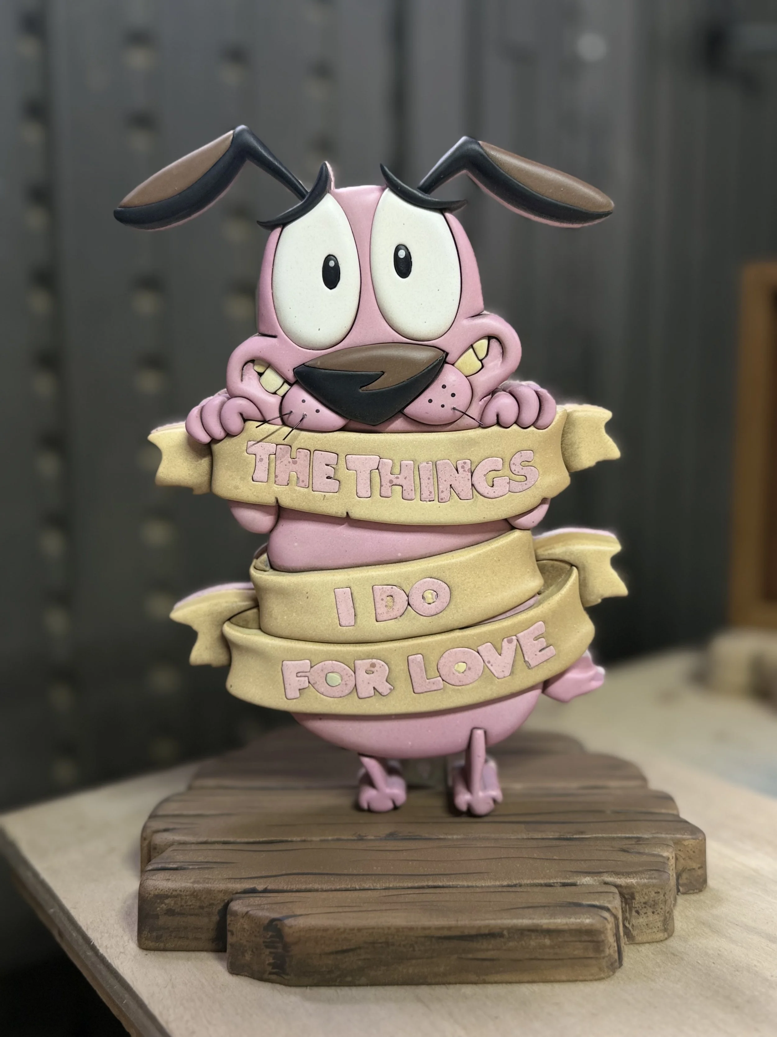 Courage The Cowardly Dog Sculpture - "The Things I Do For Love"
