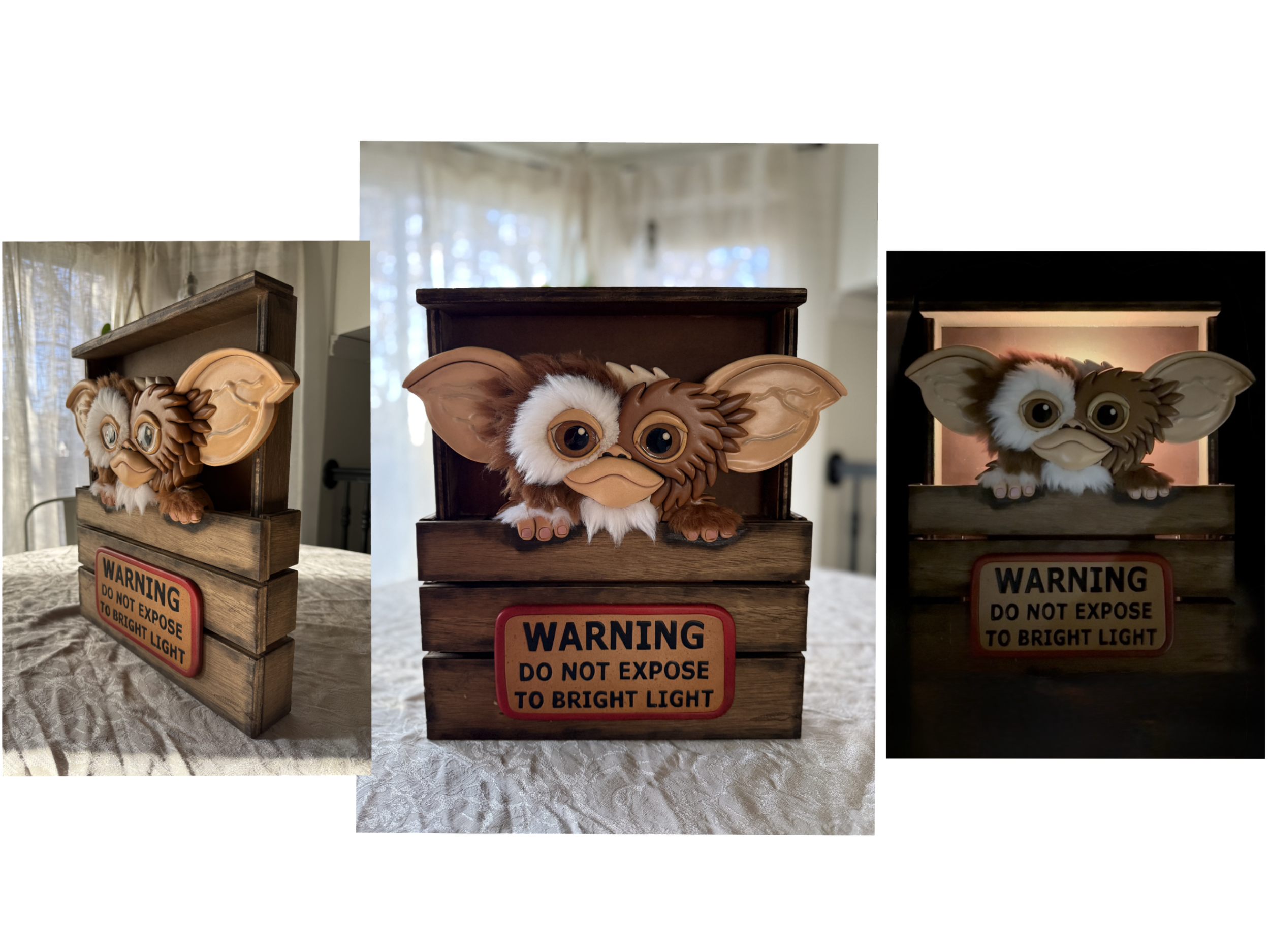 Gizmo in Crate - Layered Wood Collector Piece