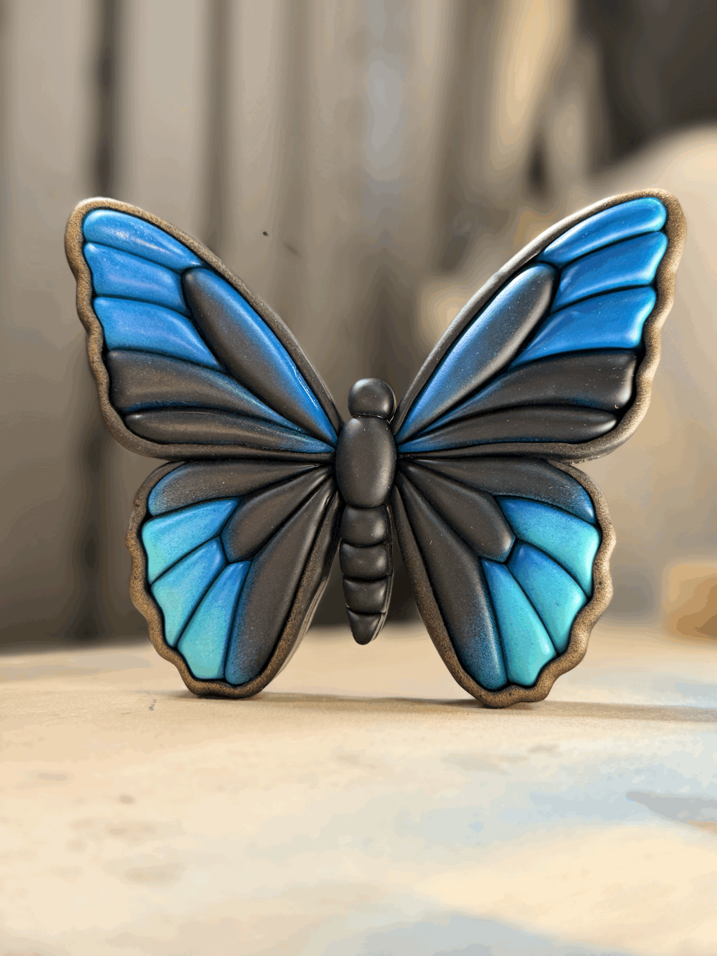 Blue Sapphire Butterfly - Sculpted Layered Wood Art