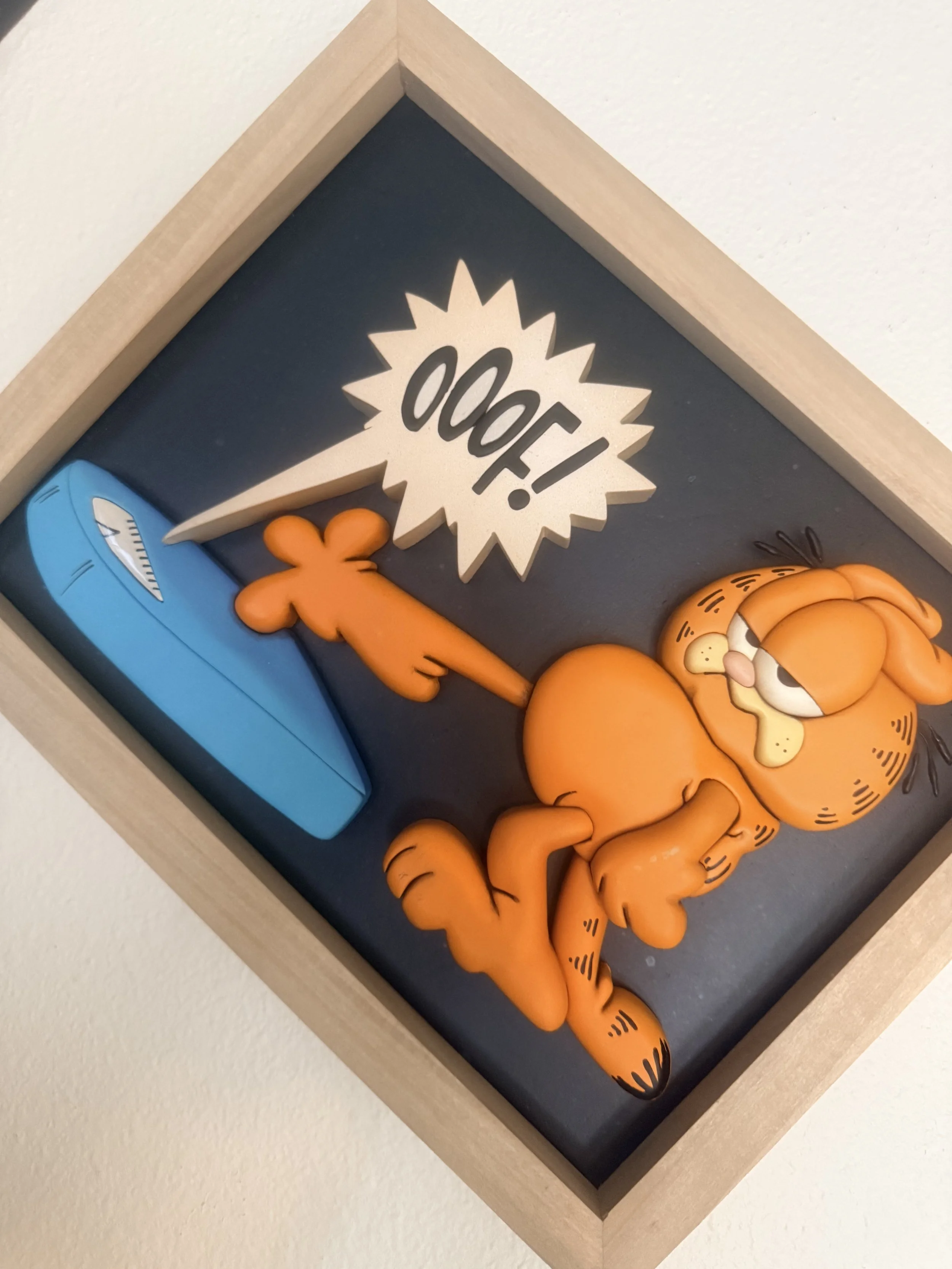 "OOOF" - Sculpted Cartoon Scale Moment | Dimensional Wall Art