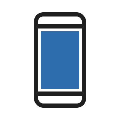 Icon of a smartphone with a blue screen.