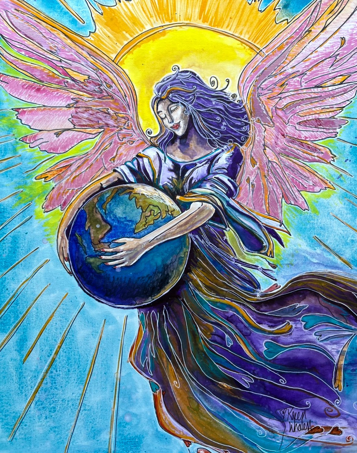 Watercolor "What the Earth Needs Right Now" 