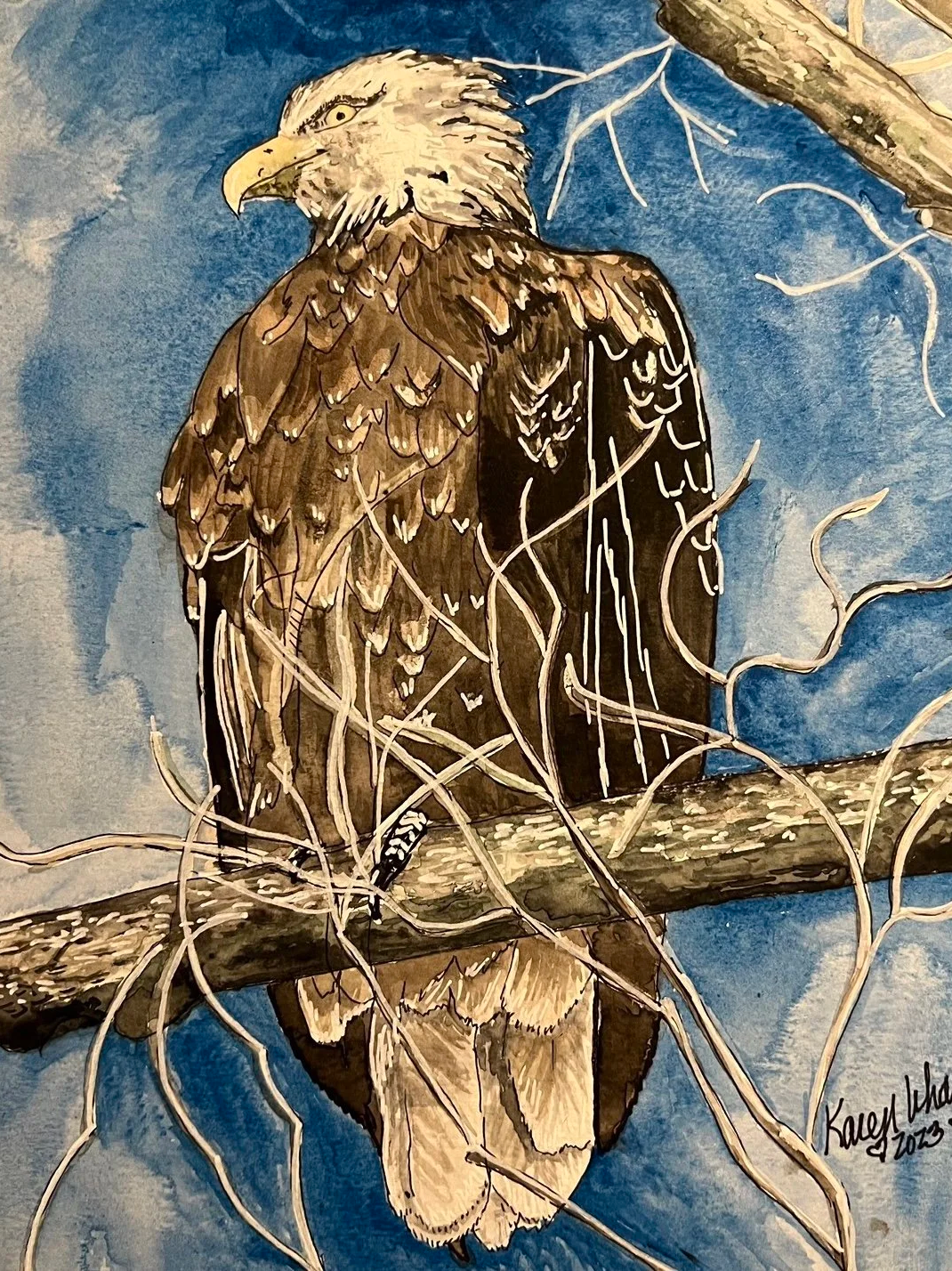 Watercolor "Mr. Eagle, the Protector" 