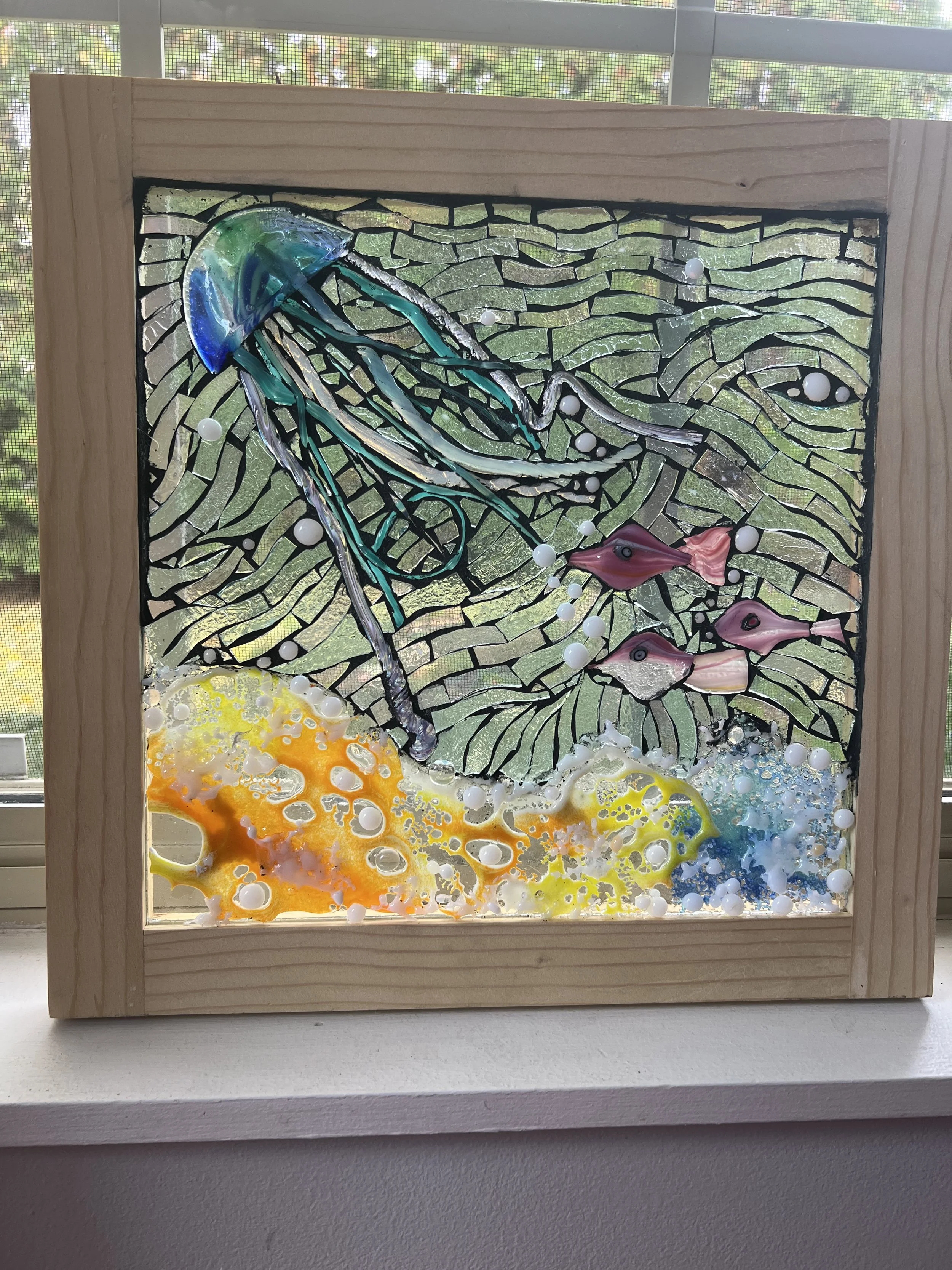 Glass-On-Glass Mosaic - "Swimming with the Current" 