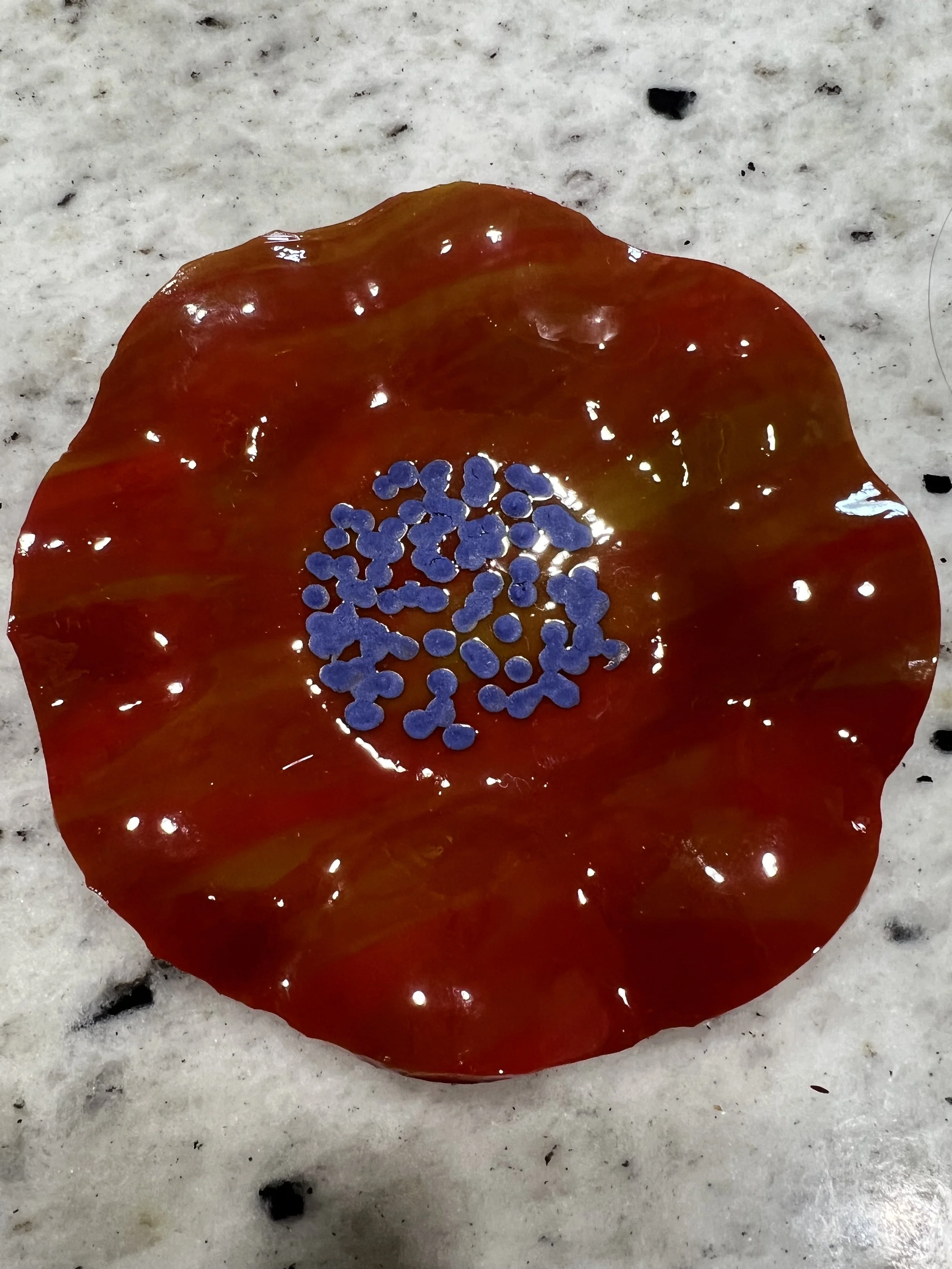 Fused Glass Shallow Flower Bowl