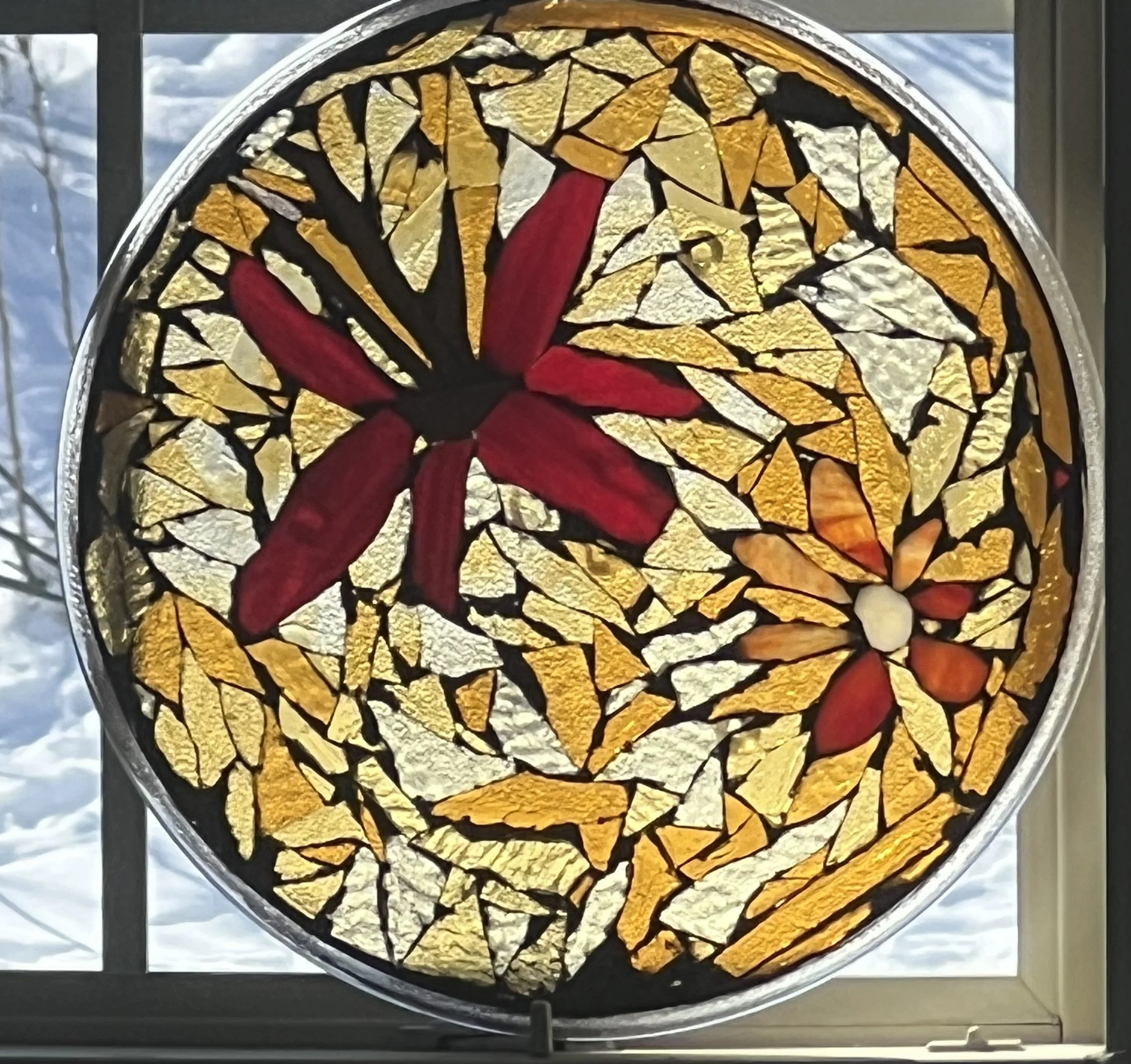 Lake Geneva Art Studio | Signature mosaic glass-on-glass on microwave plate