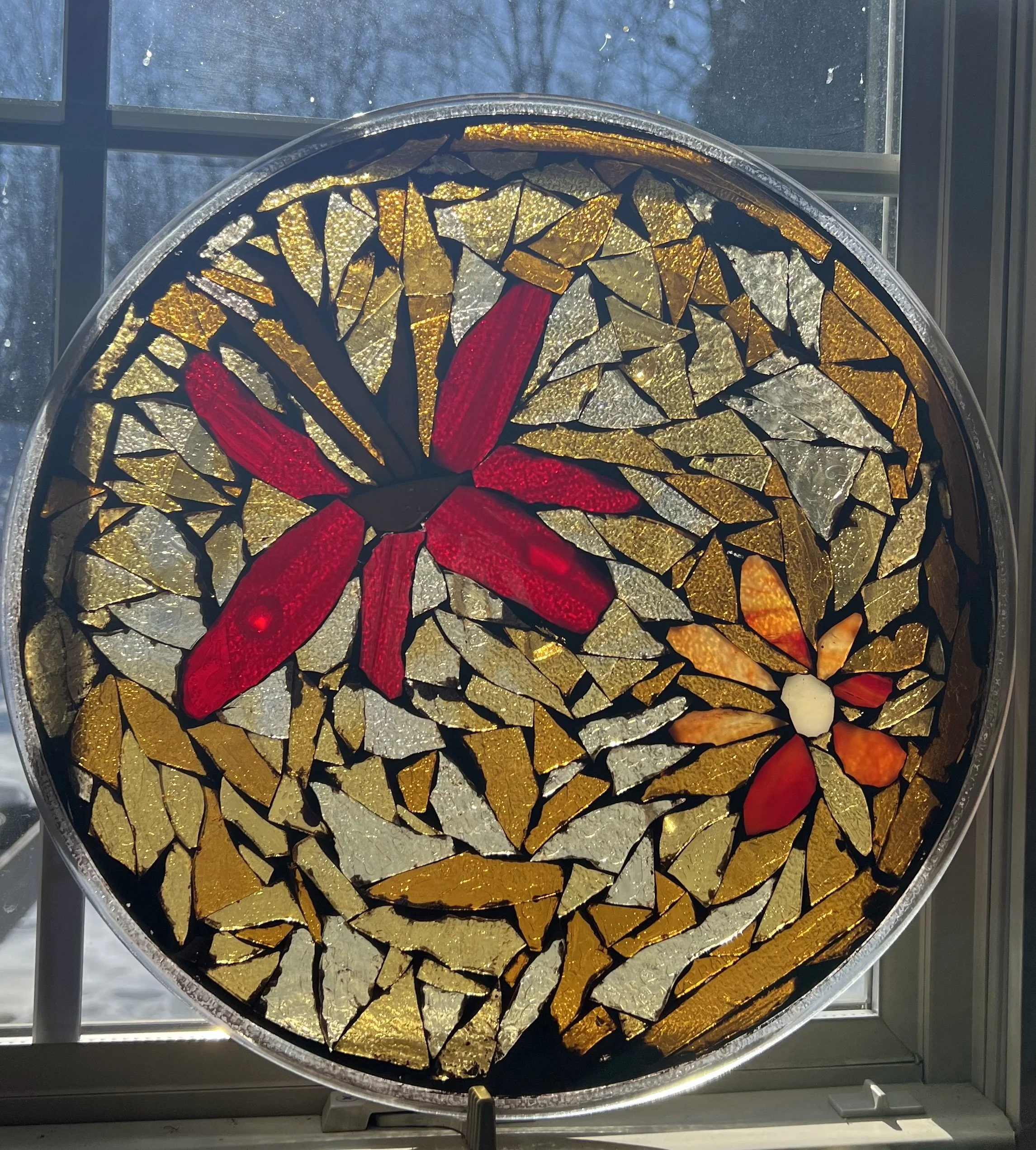 Glass-On-Glass Mosaic - "Dancing Flowers" 