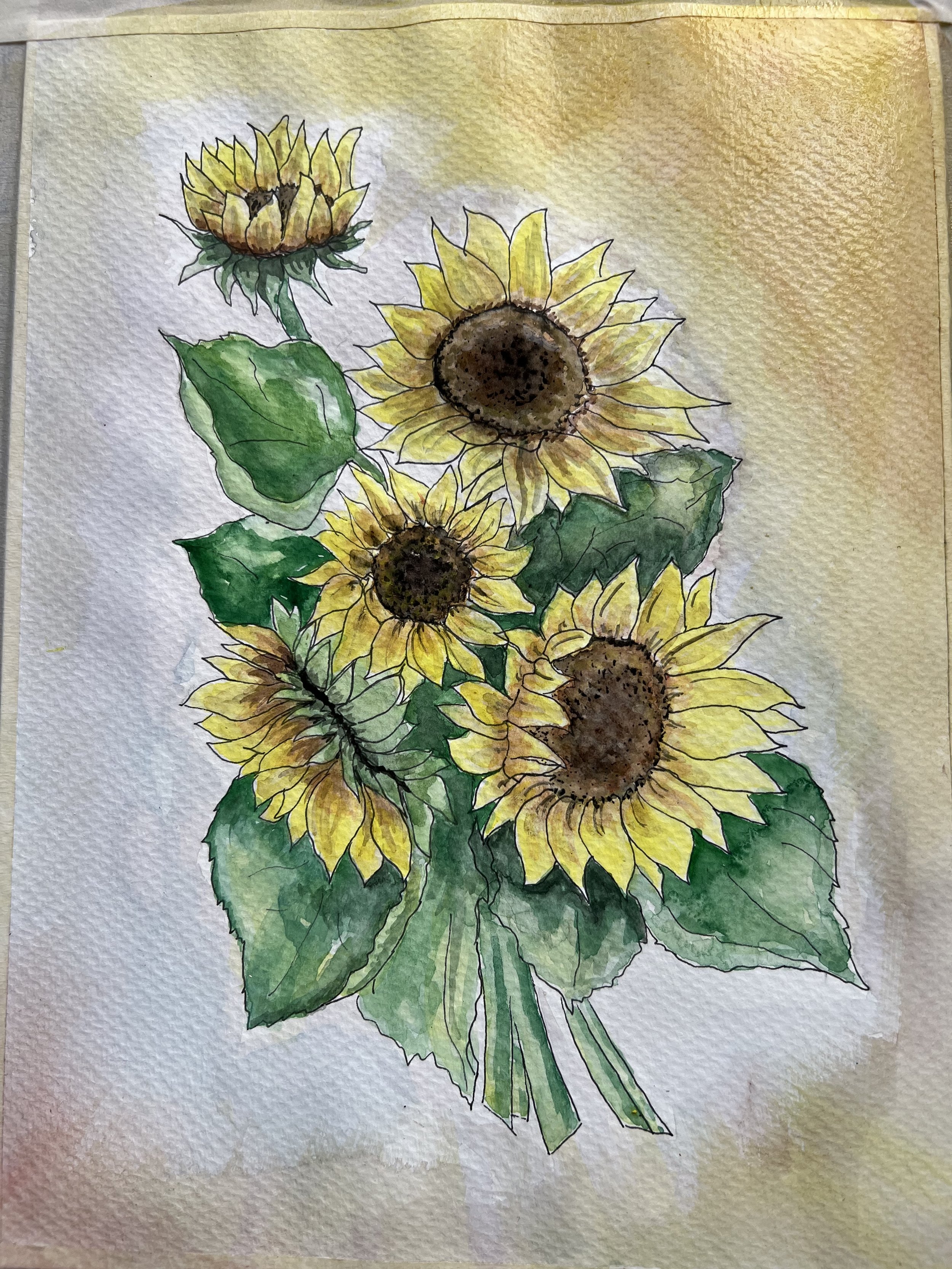 Watercolor "Five Kids" 