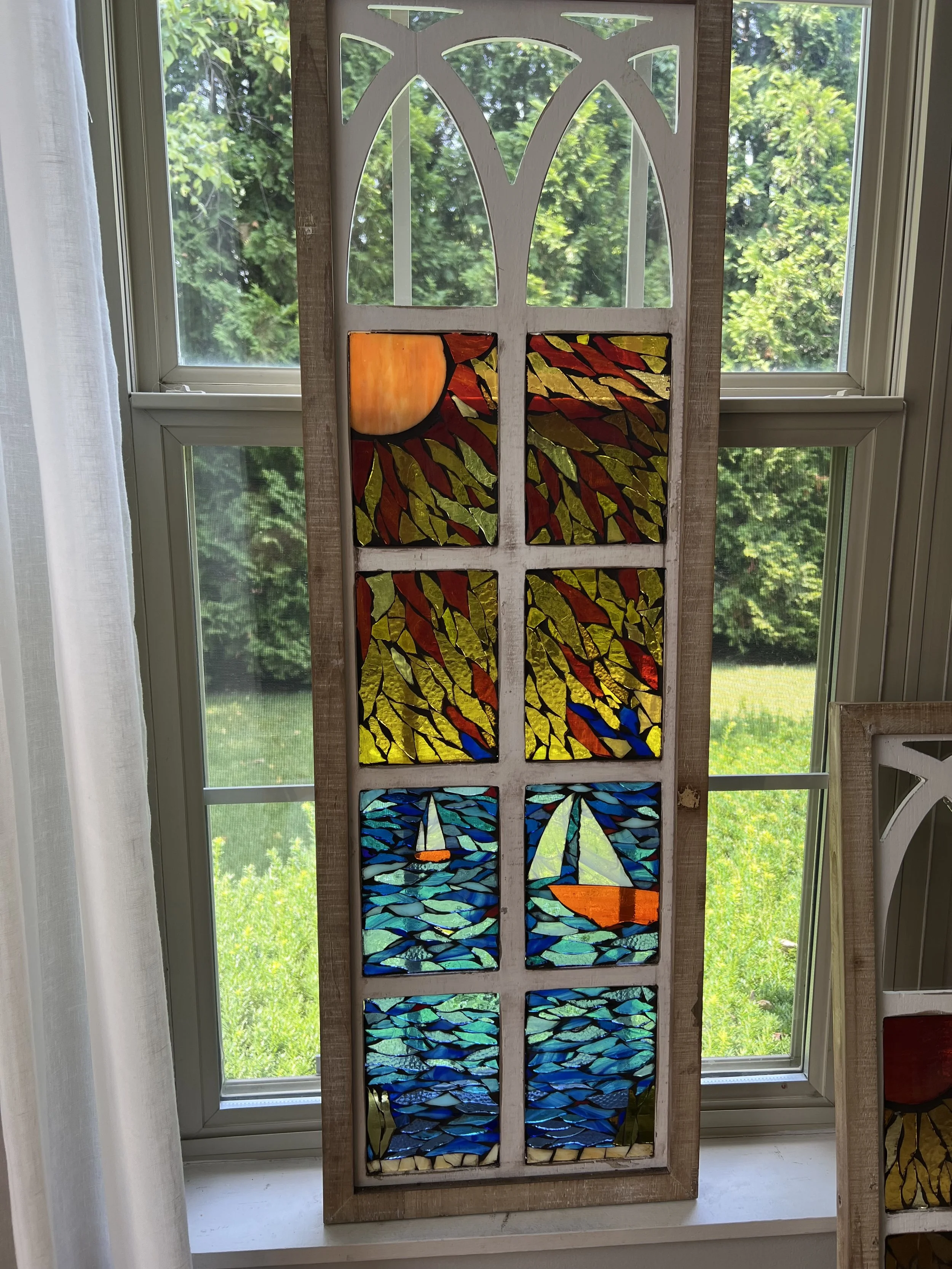 Glass-On-Glass Mosaic in Antique Panel - "Perfect Day"