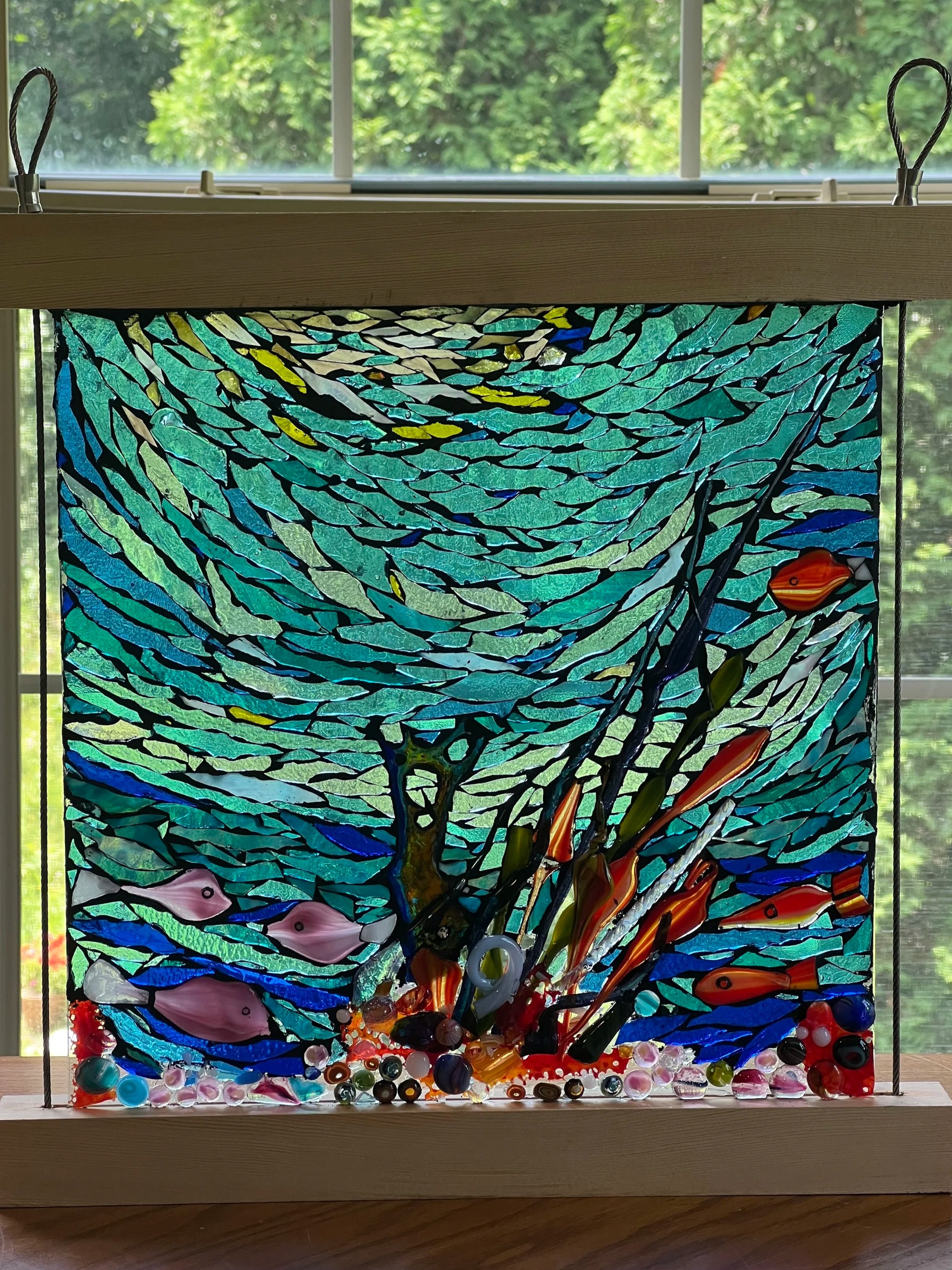 Karen Whalen original glass-on-glass mosaic art