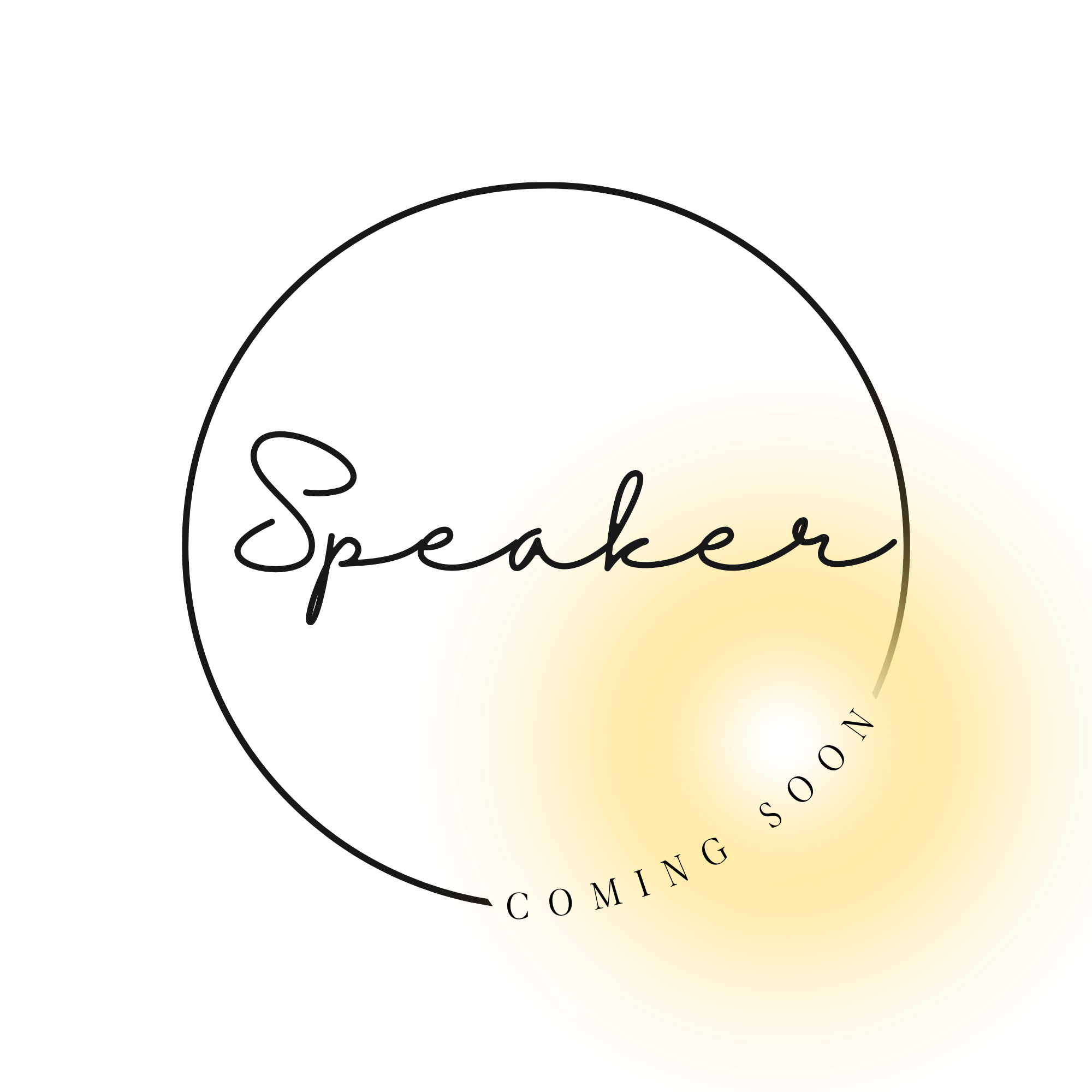 Graphic design with a black and red background, featuring a large yellow sun and the words 'Speaker' and 'Coming Soon'.