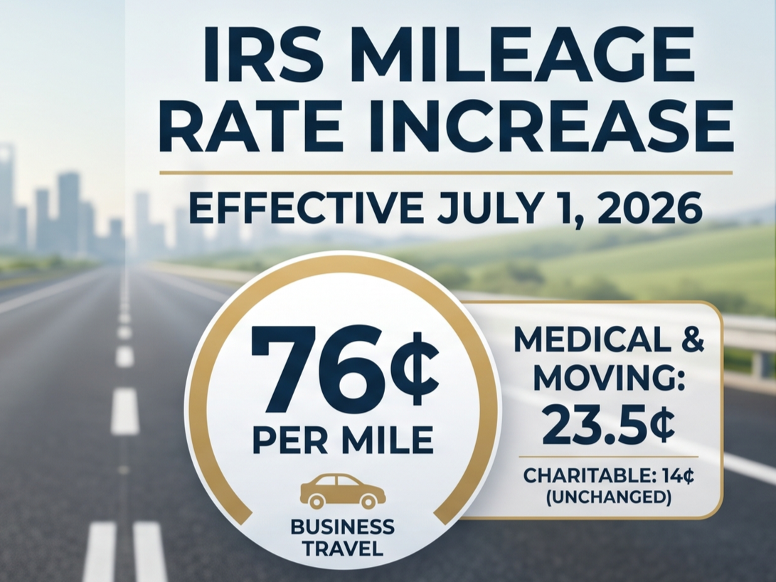 Gavel &amp; Glass Briefing - Mid-Year Shift: IRS Increases Standard Mileage Rate for the Remainder of 2026