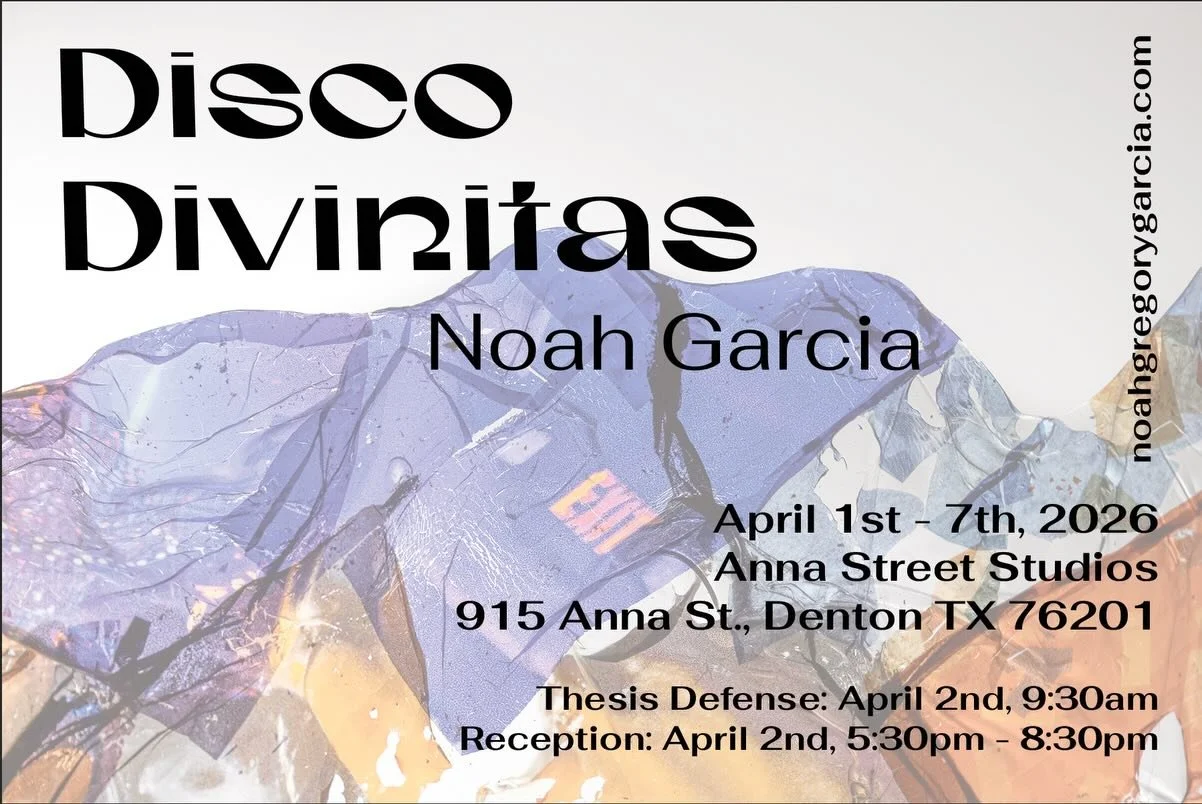 Thrilled to announce that my MFA Thesis Show Disco Divinitas is three weeks away!

Both my Oral Defense and Opening Reception are on April 2nd and I&rsquo;d love to see y&rsquo;all there 🥳

Very grateful to @susandtx for hosting me in her lovely spa