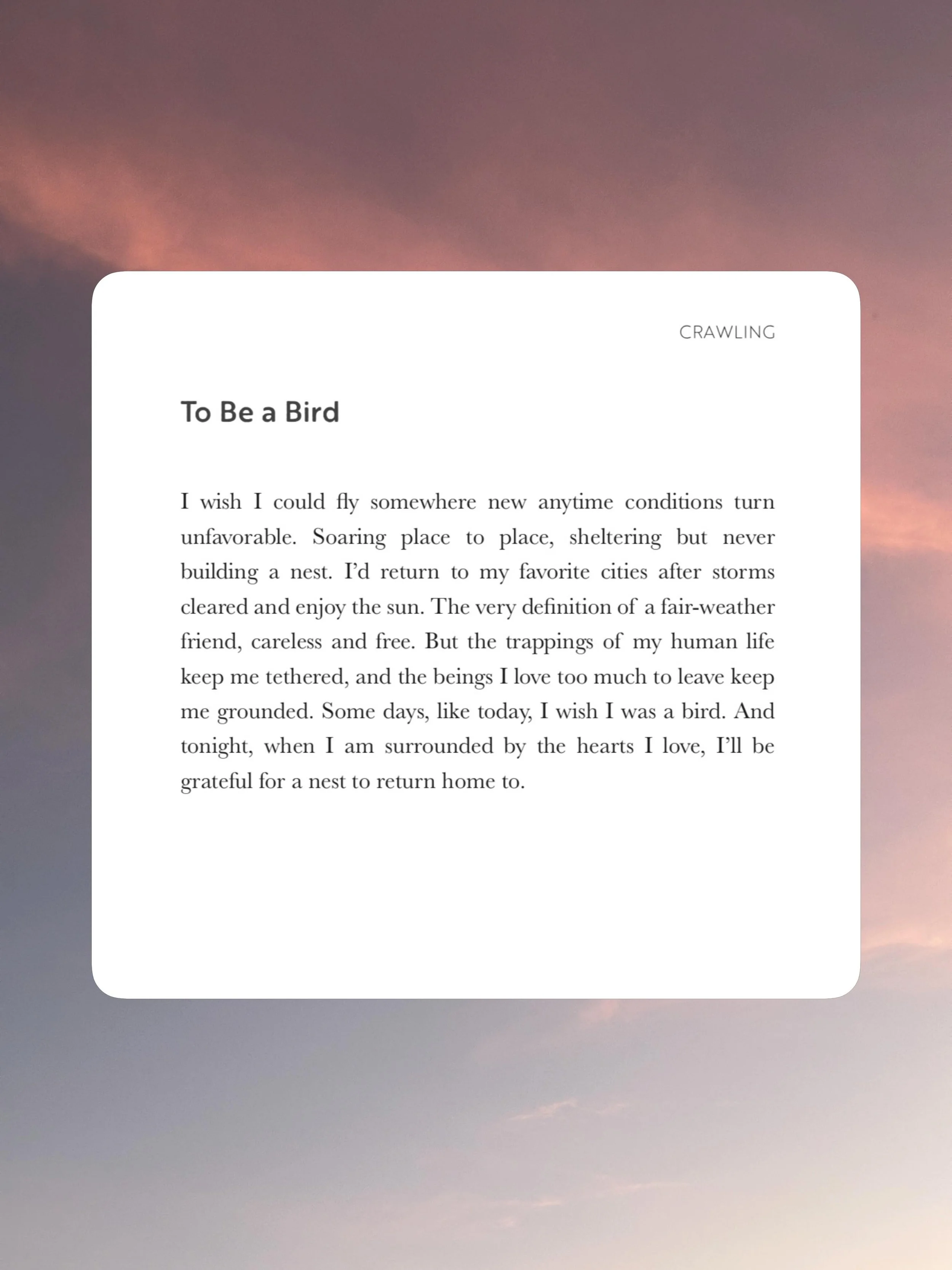 Have you ever wished you were a bird? 

#poetry