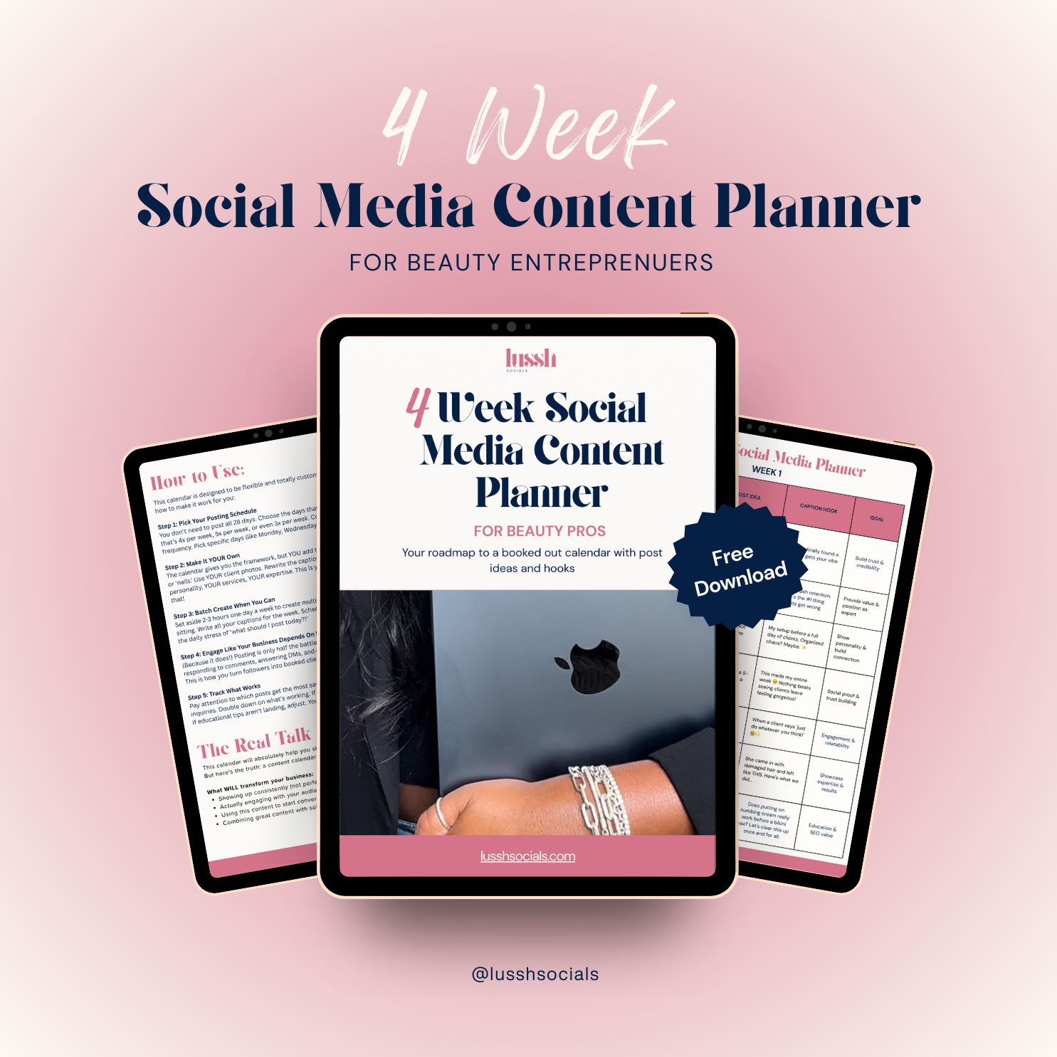 4 Week Social Media Content Planner for Beauty Pros