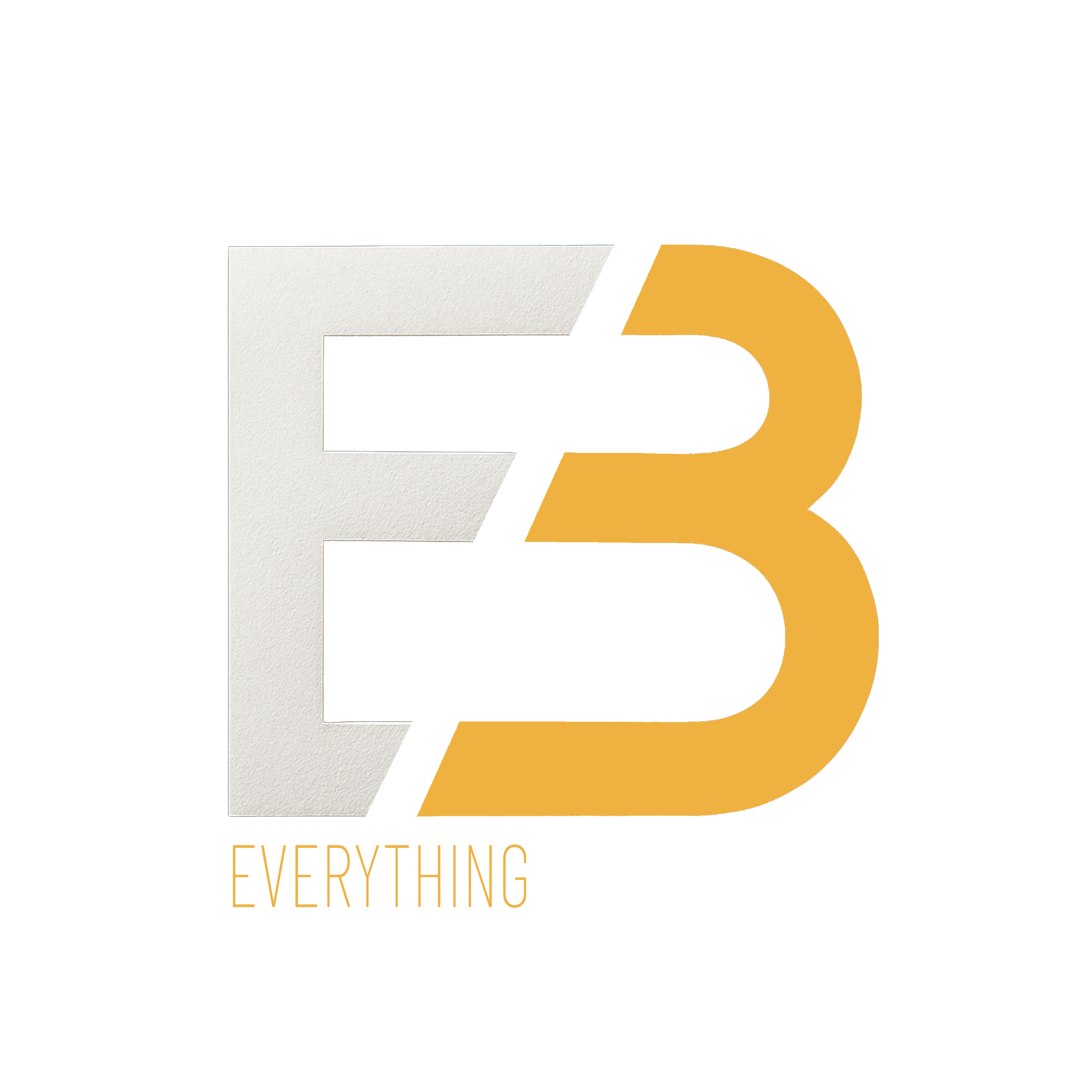 Everything blends Logo with stylized letters E and B reversed, with the words "Everything" beneath, in black, white, and gold colors.