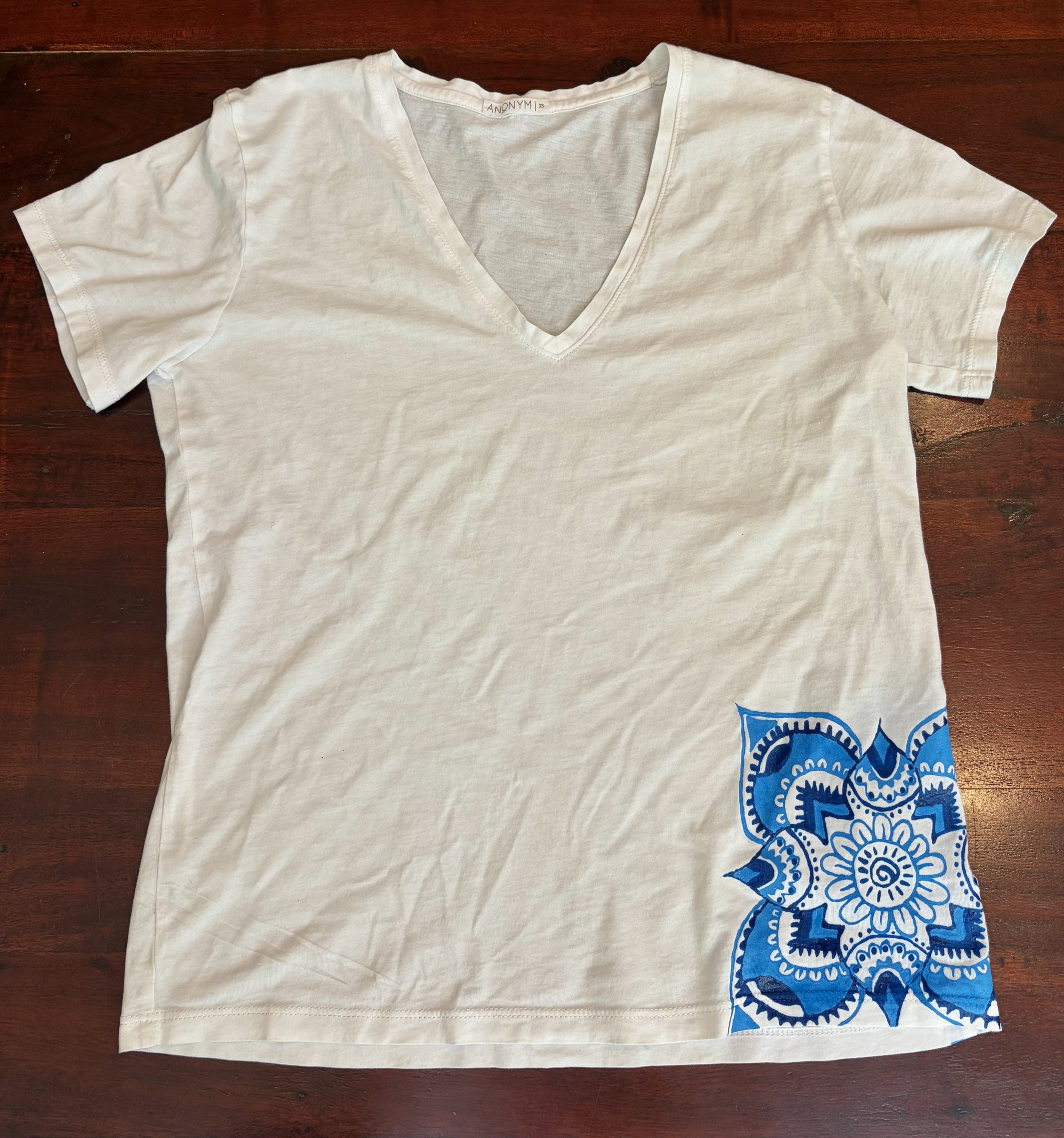White Tee Blue Mandala