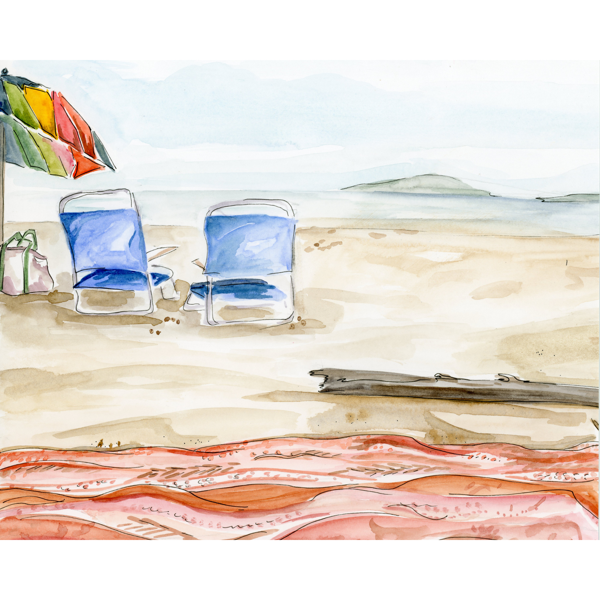 Popham Beach Chairs Print