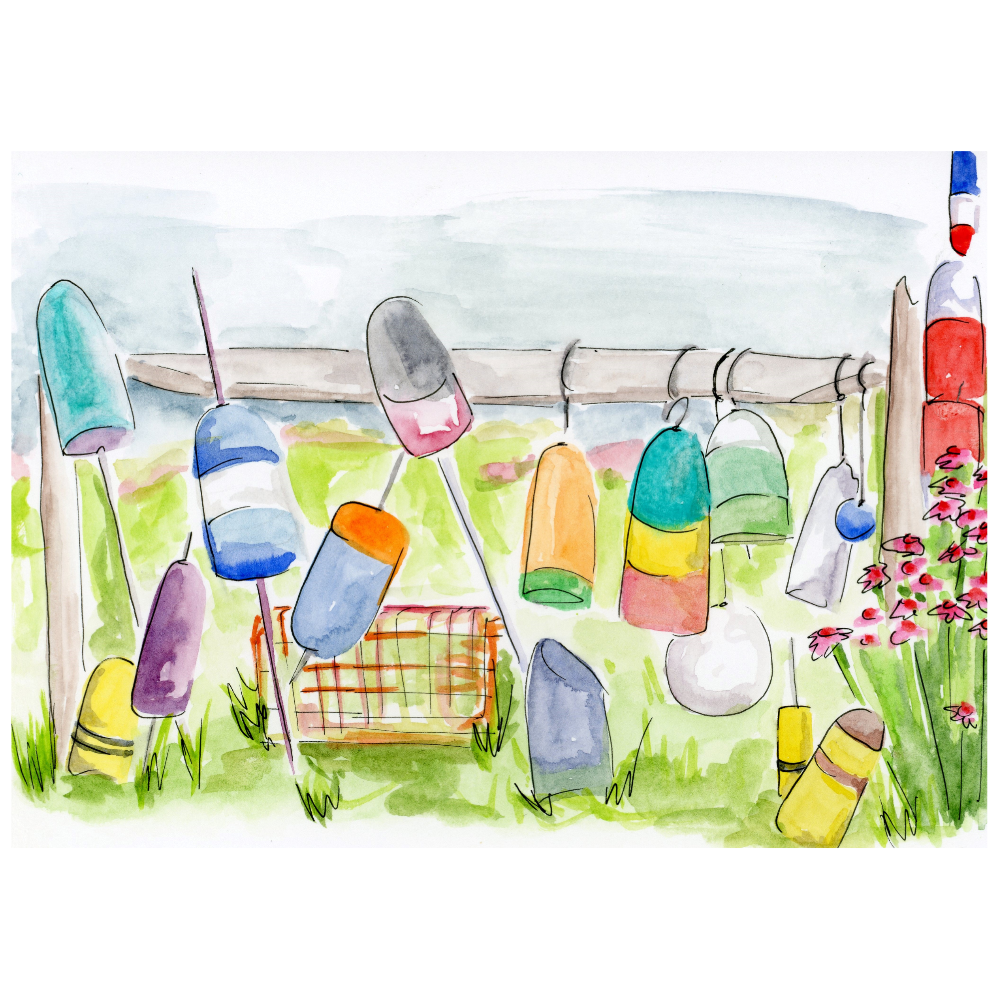 Buoys on Peaks Island Print