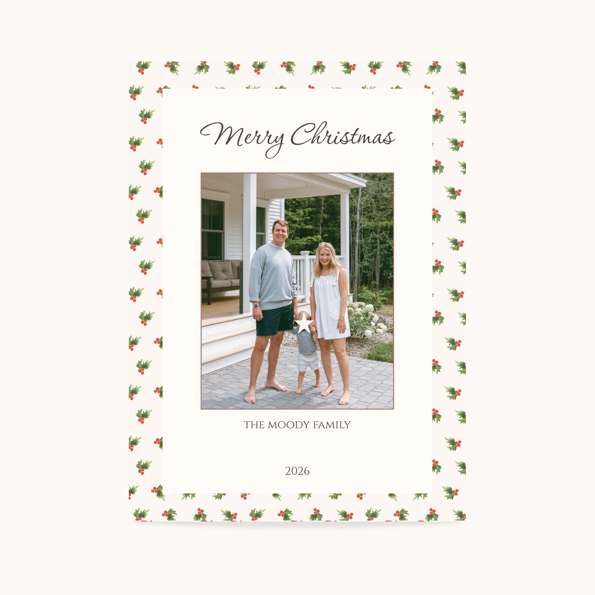 "Holly" Personalized Christmas Card