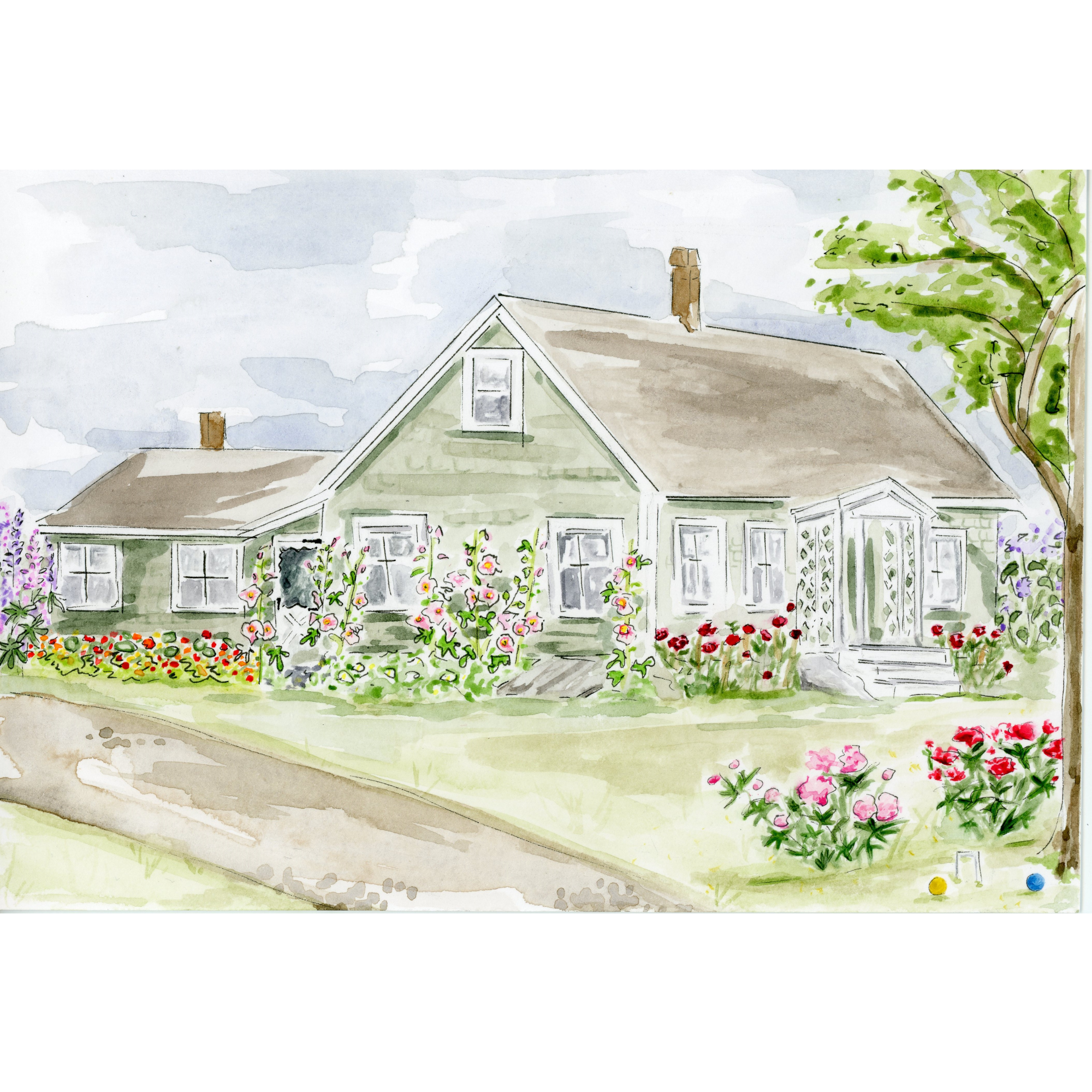 Custom House Watercolor Painting